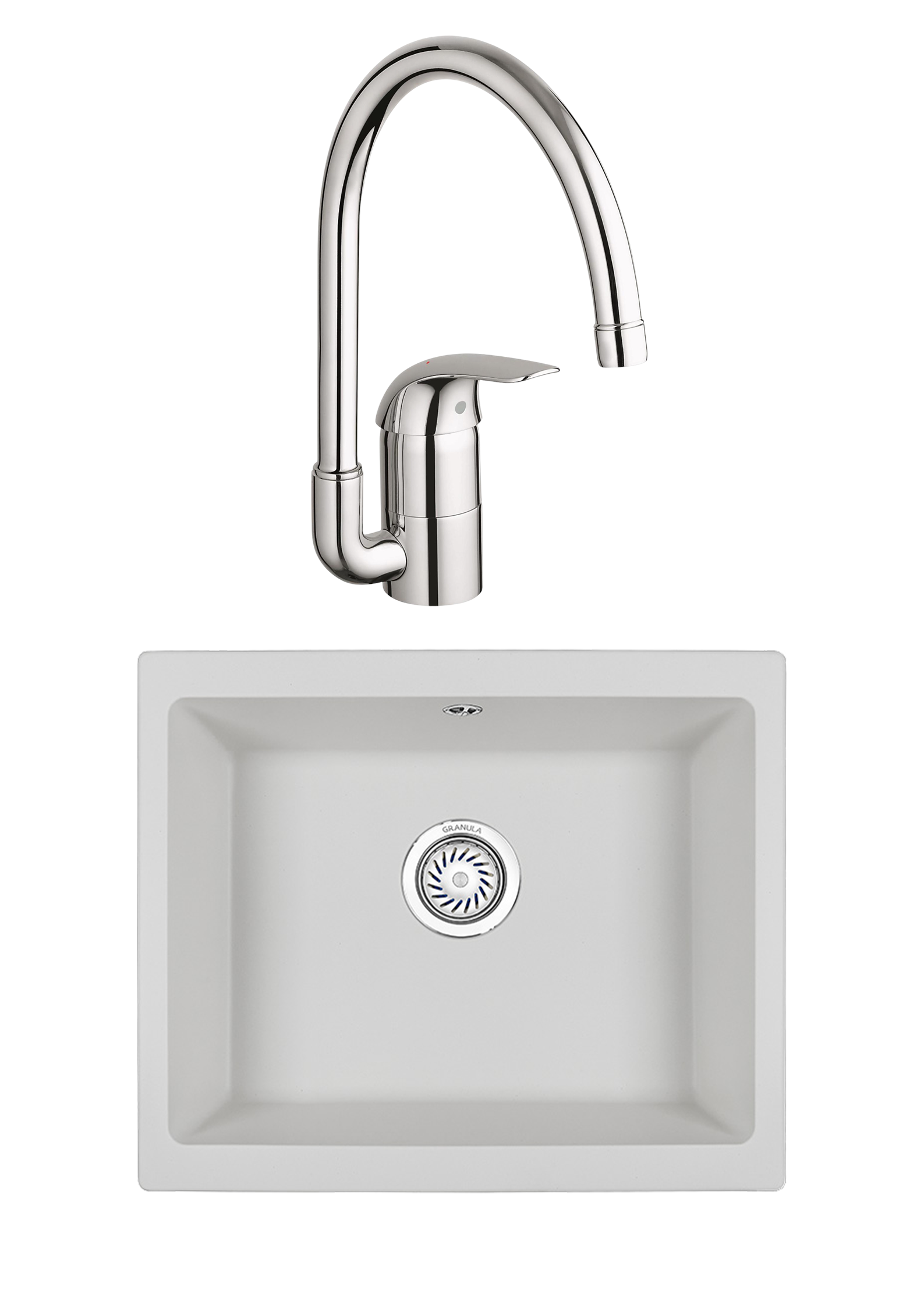Комплект Мойка Granula 5551, арктик + Смеситель Grohe Euroeco
