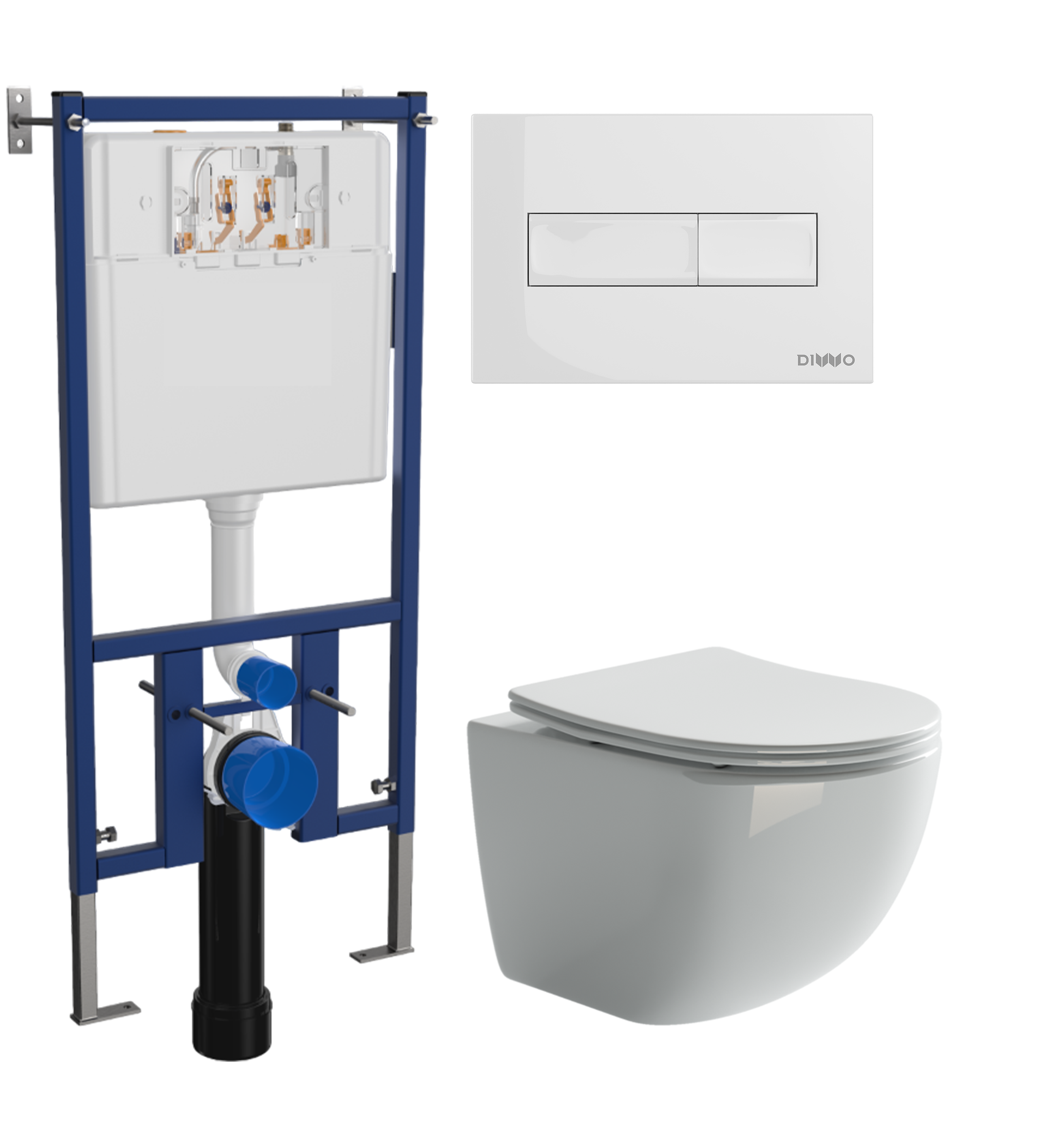 Комплект 3 в 1 Унитаз подвесной Ceramicanova Forma CN3009 + Инсталляция DIWO 4501 + Кнопка 7320 цвет глянцевый белый