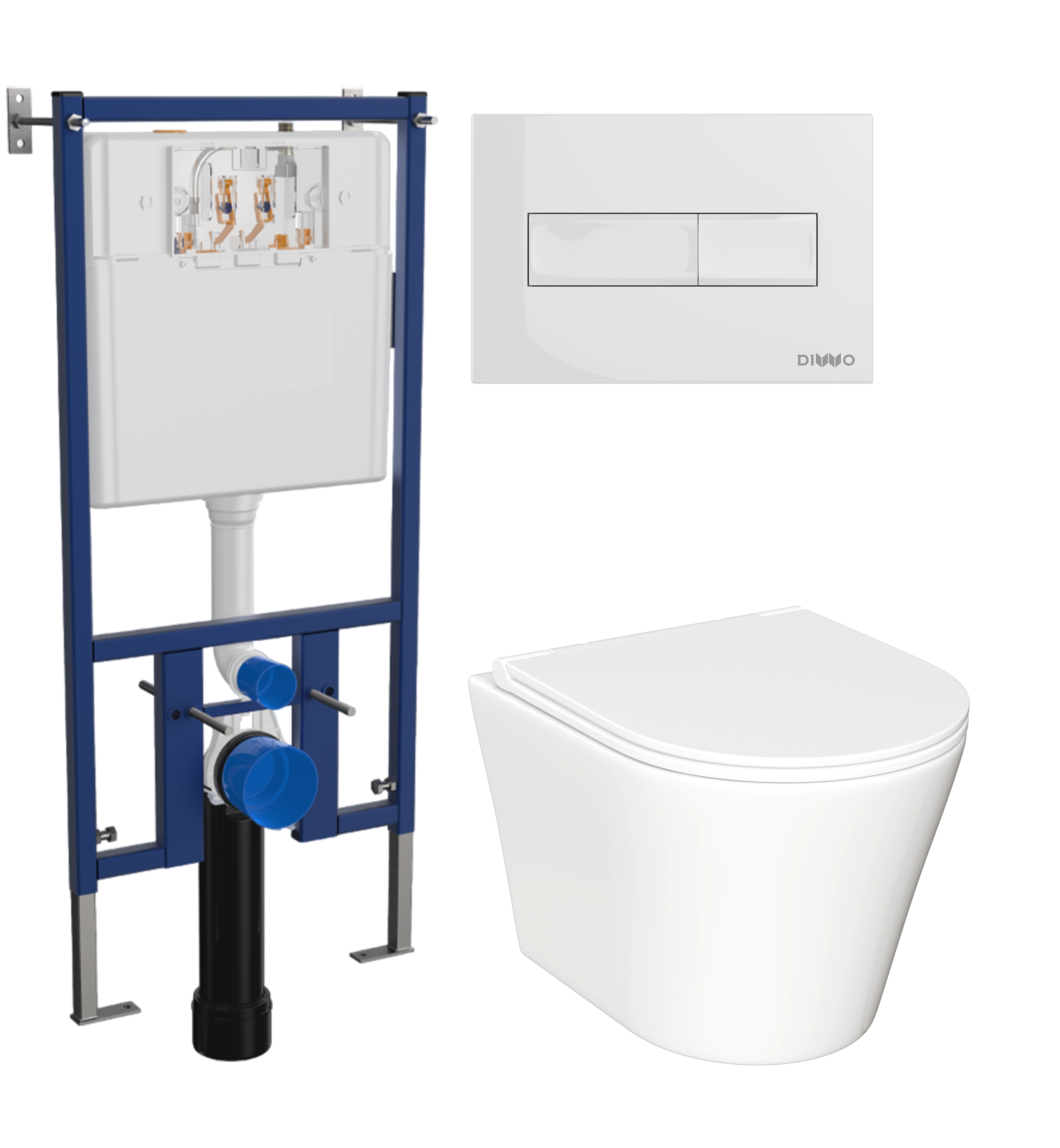 Комплект 3 в 1 Унитаз подвесной Ceramicanova Forma CN3011 + Инсталляция DIWO 4501 + Кнопка 7320 цвет глянцевый белый