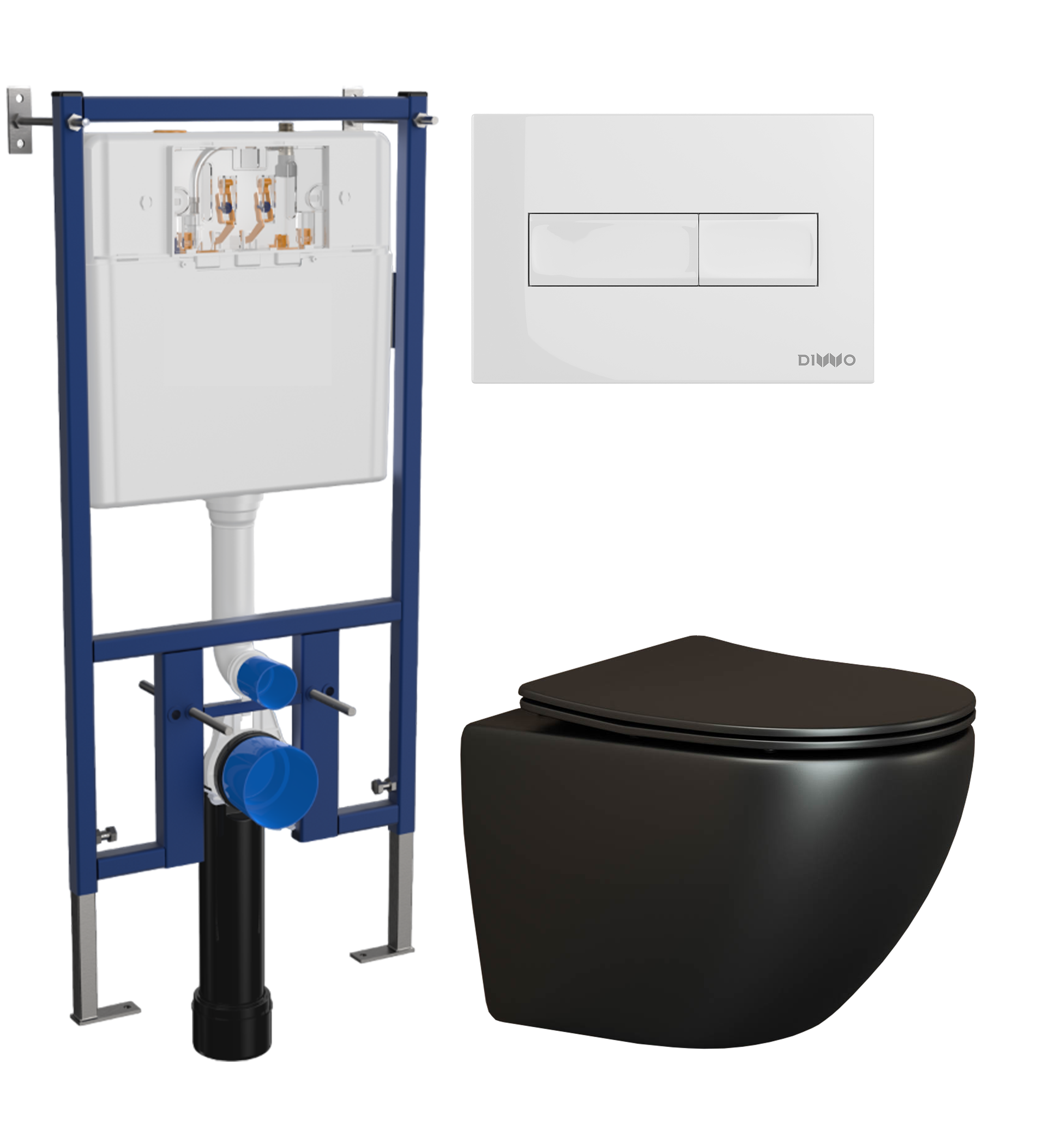 Комплект 3 в 1 Унитаз подвесной Ceramicanova Metropol CN4002MB + Инсталляция DIWO 4501 + Кнопка 7320 цвет глянцевый белый