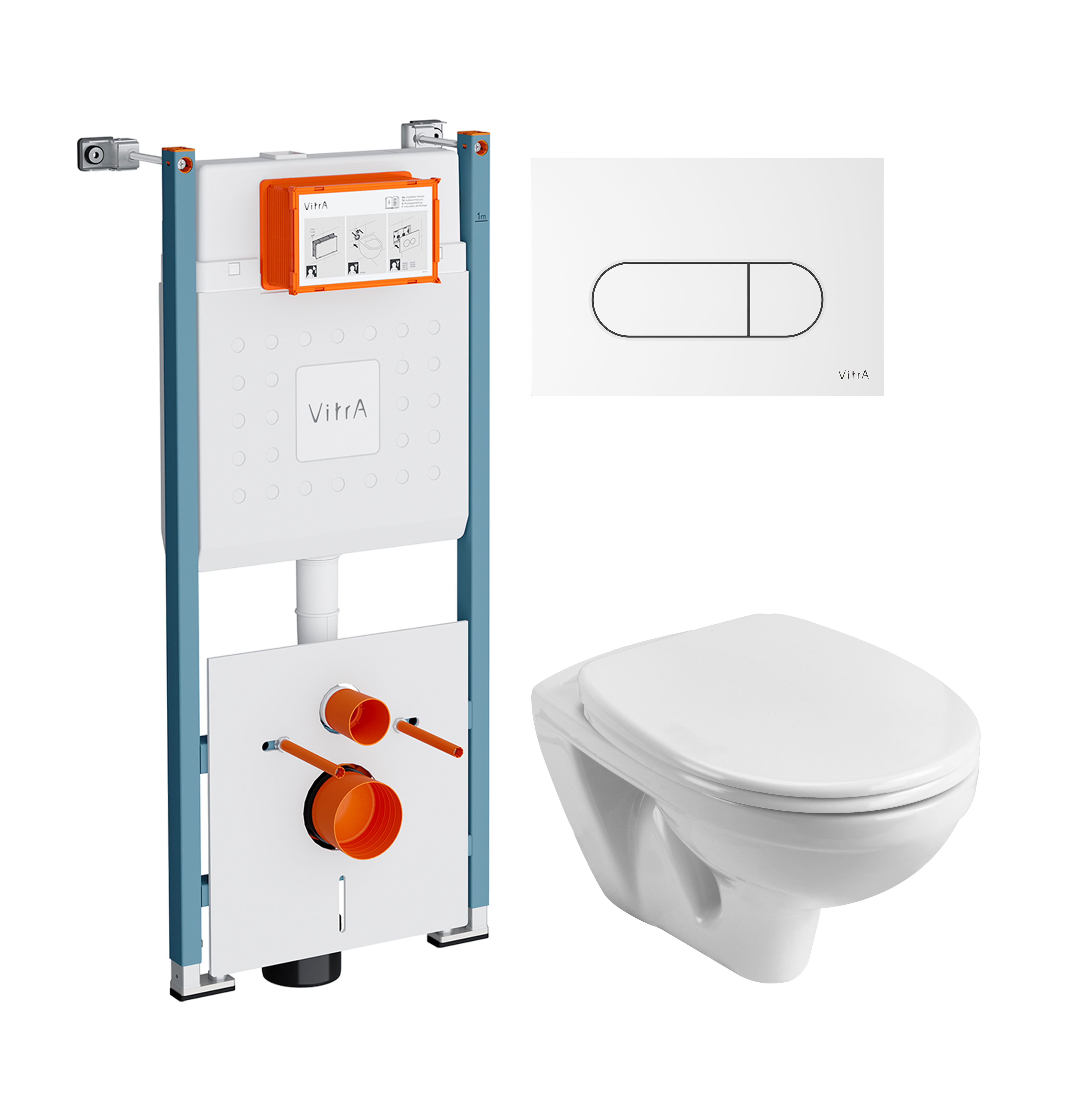 Комплект 3 в 1 Унитаз подвесной Santek Бореаль 1WH301977 + Инсталляция VitrA V-Fix Core 732-5800-01PV + Кнопка Root Round 740-2200 цвет глянцевый белый