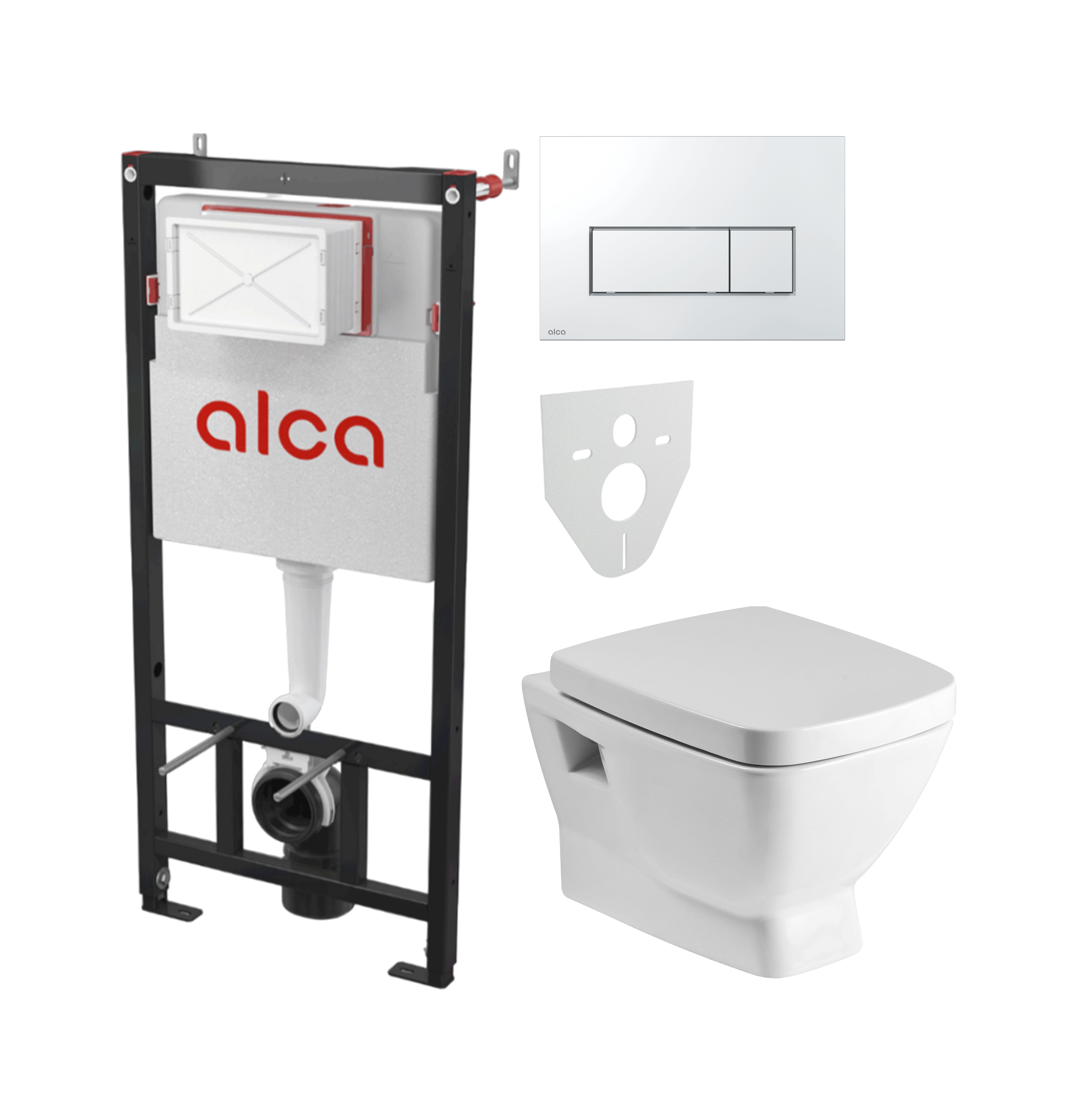 Комплект 2 в 1 Унитаз подвесной Santek Нео 1WH302423 + Инсталляция с кнопкой AlcaPlast AM101/1120-4:1 RU M571-0001 цвет хром глянец