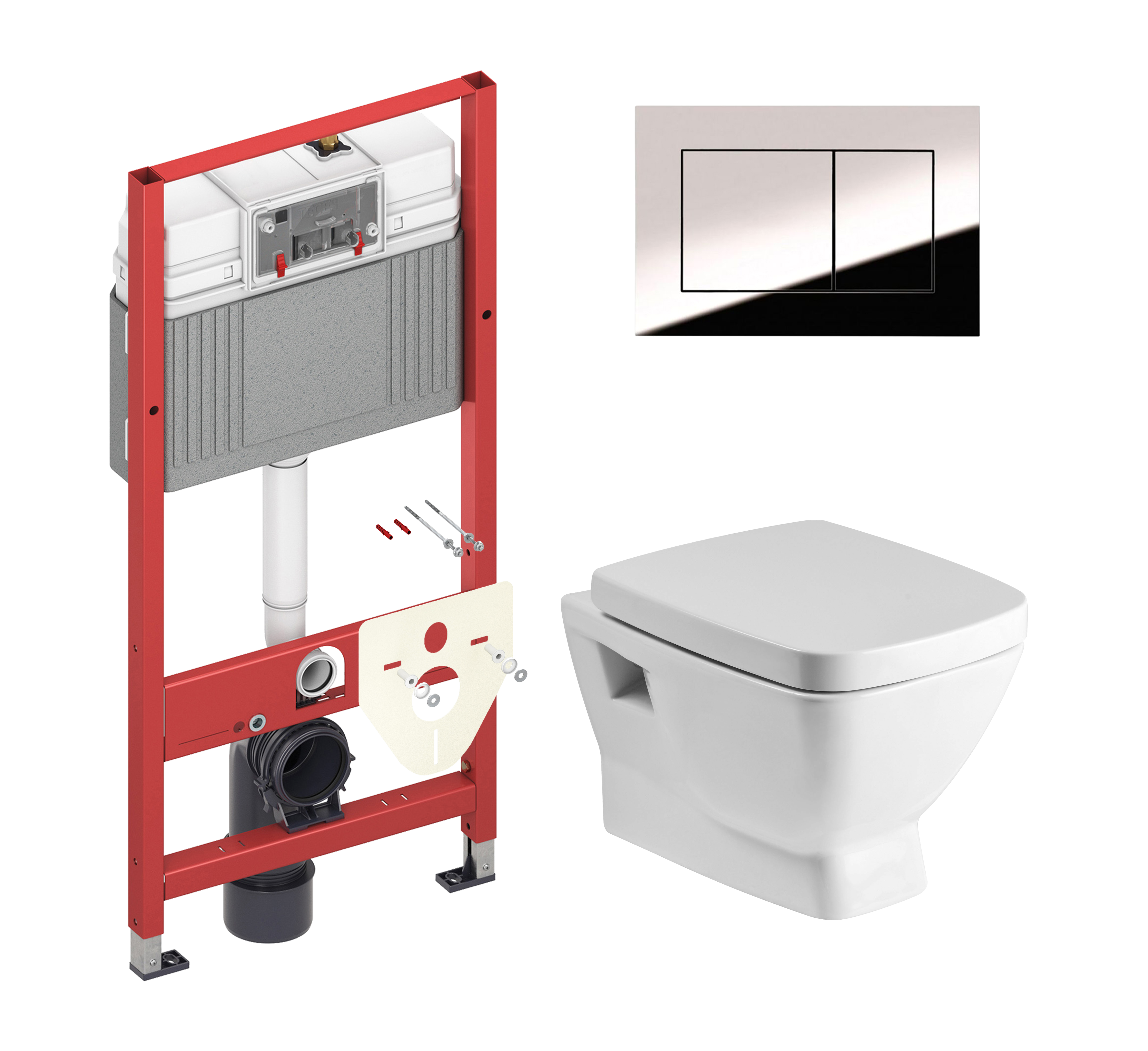 Комплект 2 в 1 Унитаз подвесной Santek Нео 1.WH30.2.423 + Инсталляция с кнопкой TECE Now 9400412