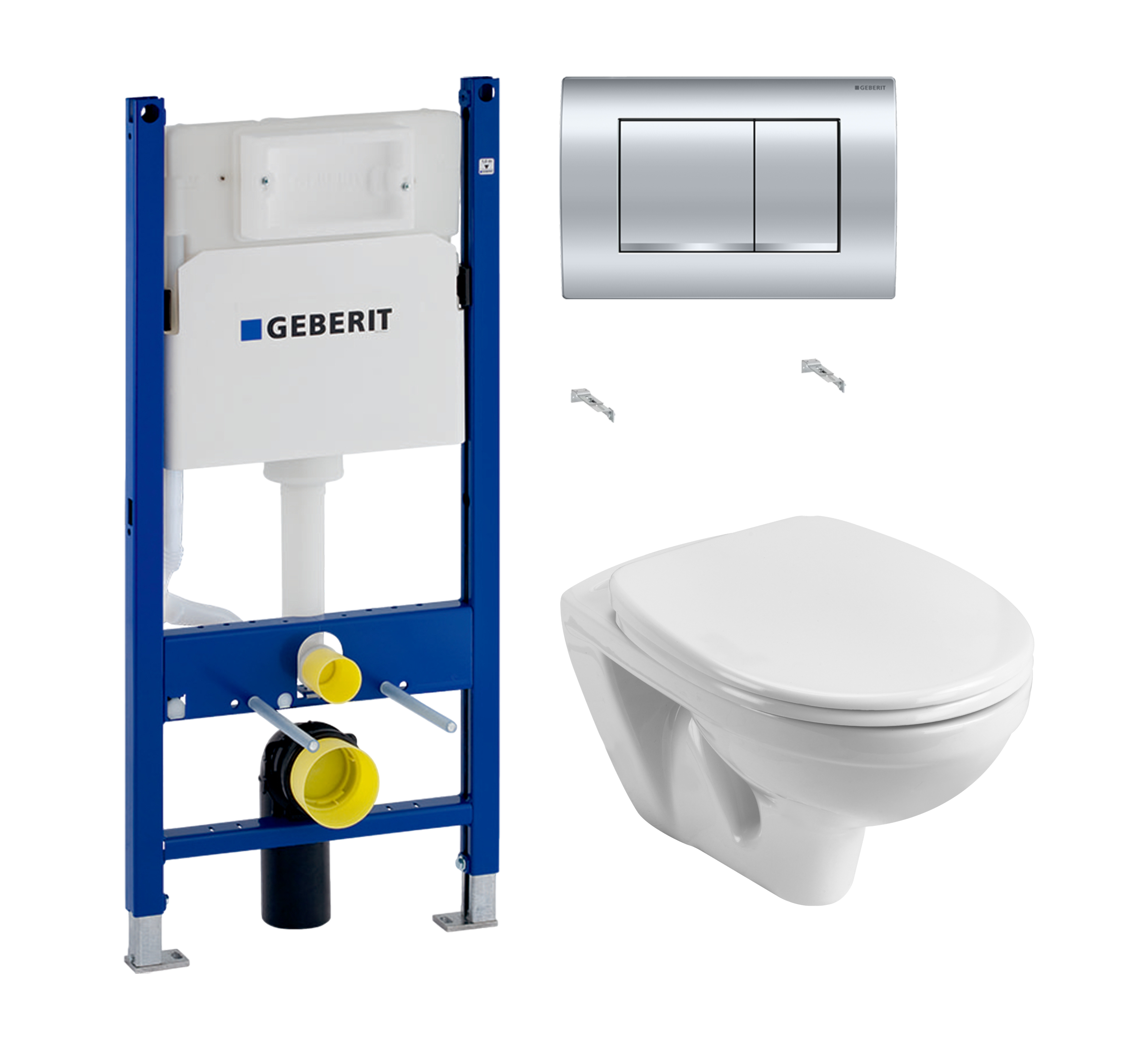 Комплект 2 в 1 Унитаз подвесной Santek Бореаль 1WH301977 + Инсталляция с кнопкой Geberit Duofix Delta 458.163.21.1 цвет хром