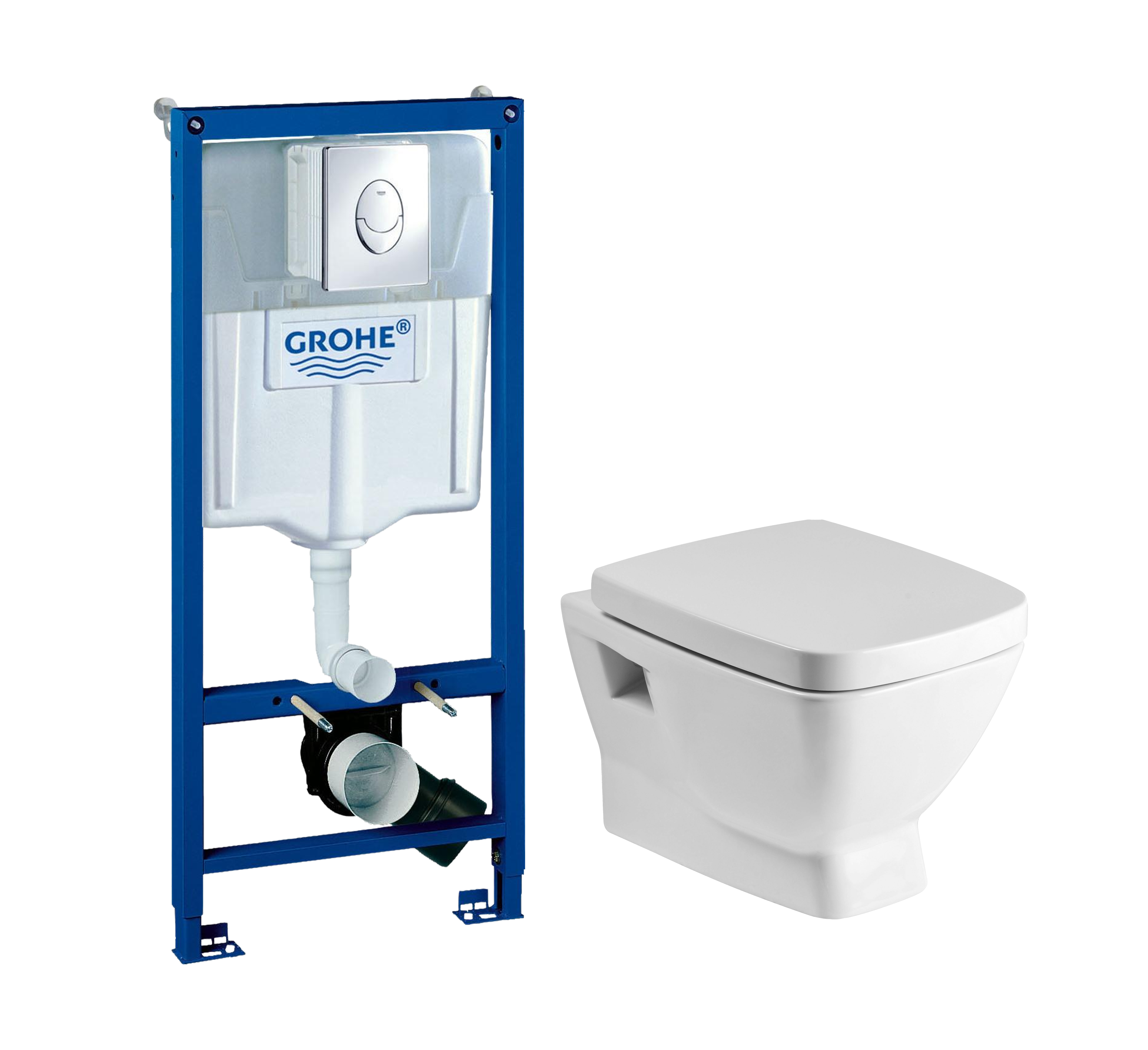 Комплект 2 в 1 Унитаз подвесной Santek Нео 1WH302423 + Инсталляция с кнопкой Grohe Rapid SL 38721001 цвет хром