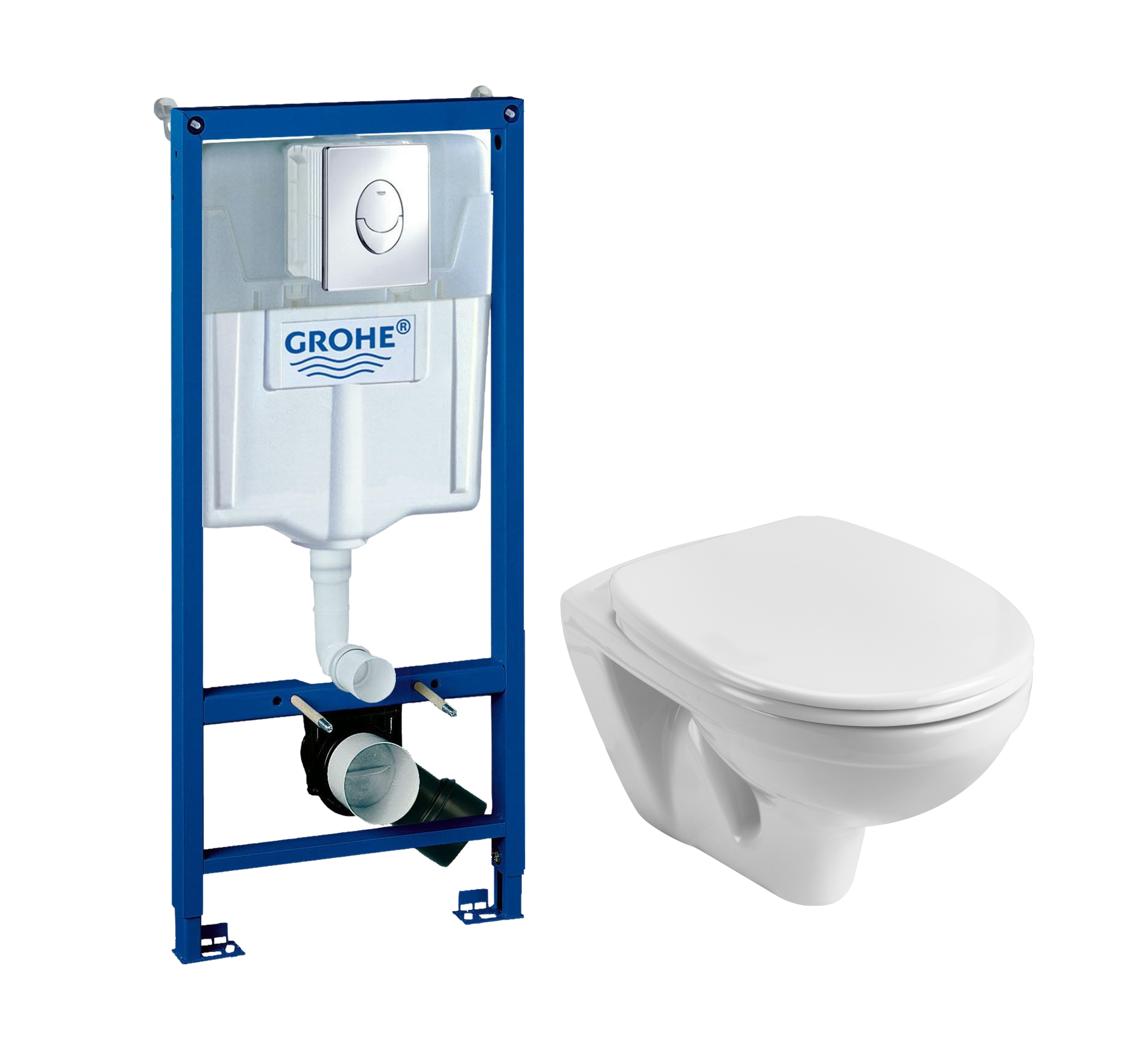 Комплект 2 в 1 Унитаз подвесной Santek Бореаль 1WH301977 + Инсталляция с кнопкой Grohe Rapid SL 38721001 цвет хром