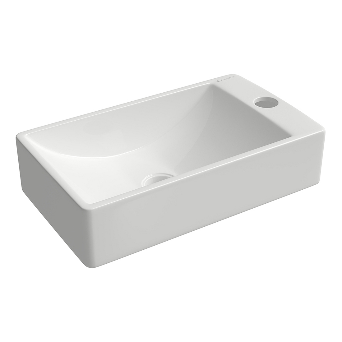 Раковина маленькая в туалет Aqueduto Pequeno 38 R глянцевая белая, прямоугольная