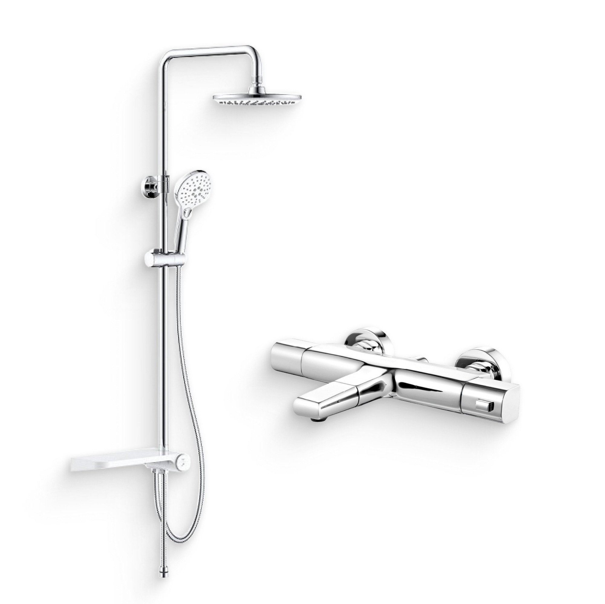 Душевой комплект Термостат IDDIS Uniterm UNISB02I74WA для ванны с душем + Стойка Ray RAYSW3Fi76
