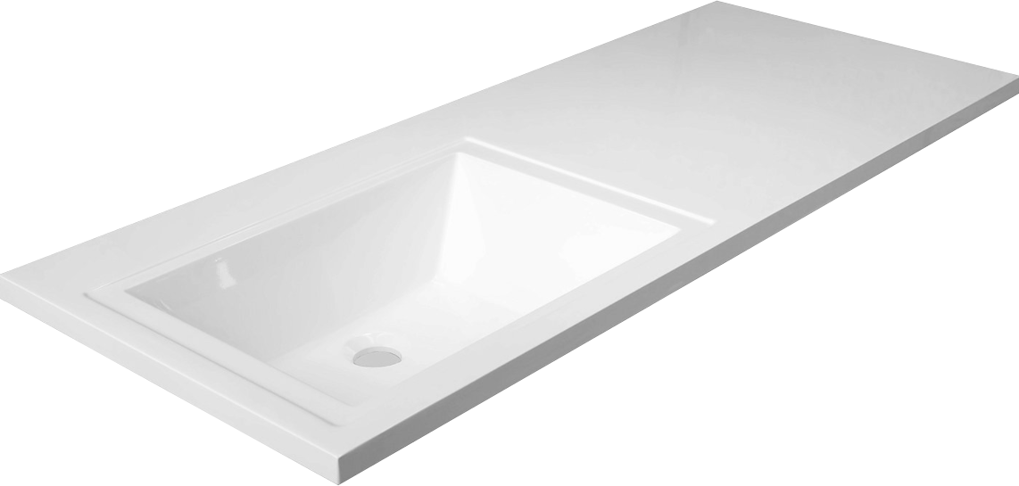 Раковина над стиральной машиной Эстет Даллас 100 L белая, прямоугольная, искусственный камень, со столешницей справа, с кронштейном