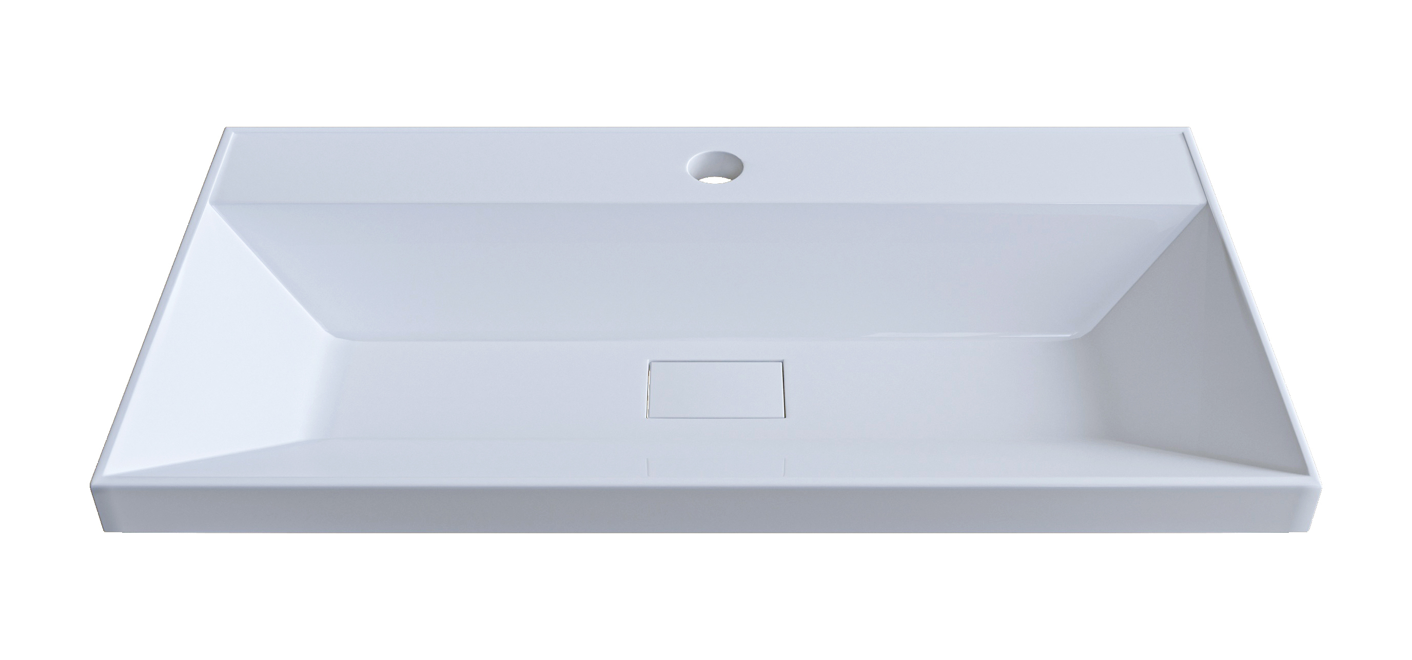 Мебельная раковина Madera Classica Slim 70 накладная, глянцевая белая, прямоугольная, искусственная мрамор