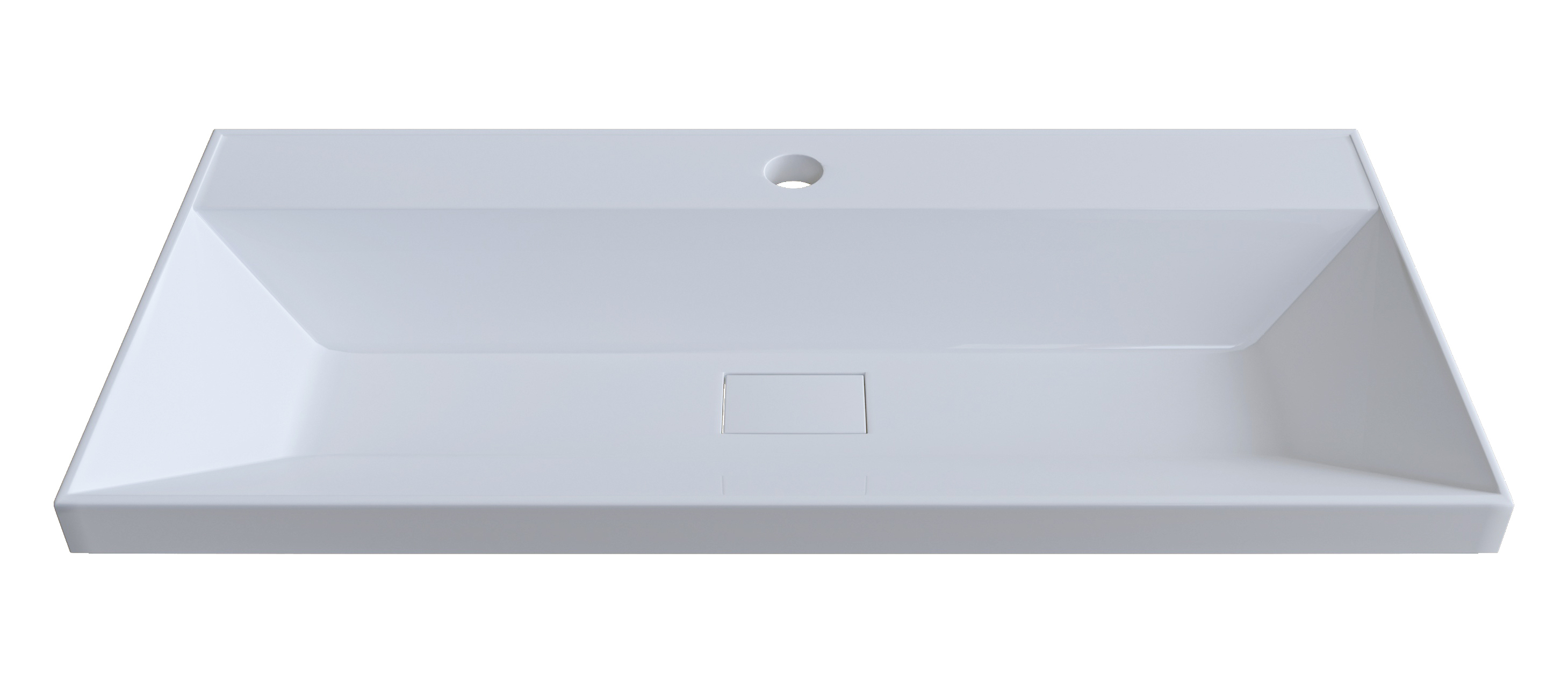 Мебельная раковина Madera Classica Slim 80 накладная, глянцевая белая, прямоугольная, искусственная мрамор