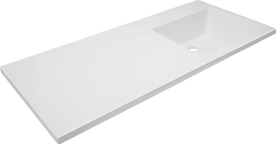 Раковина над стиральной машиной Эстет Даллас 100 R белая, прямоугольная, искусственный камень, со столешницей слева, с кронштейном