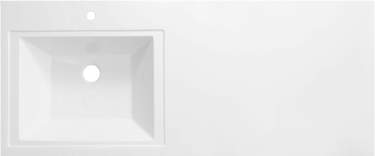 Раковина над стиральной машиной Эстет Даллас 115 L белая, прямоугольная, искусственный камень, со столешницей справа, с кронштейном