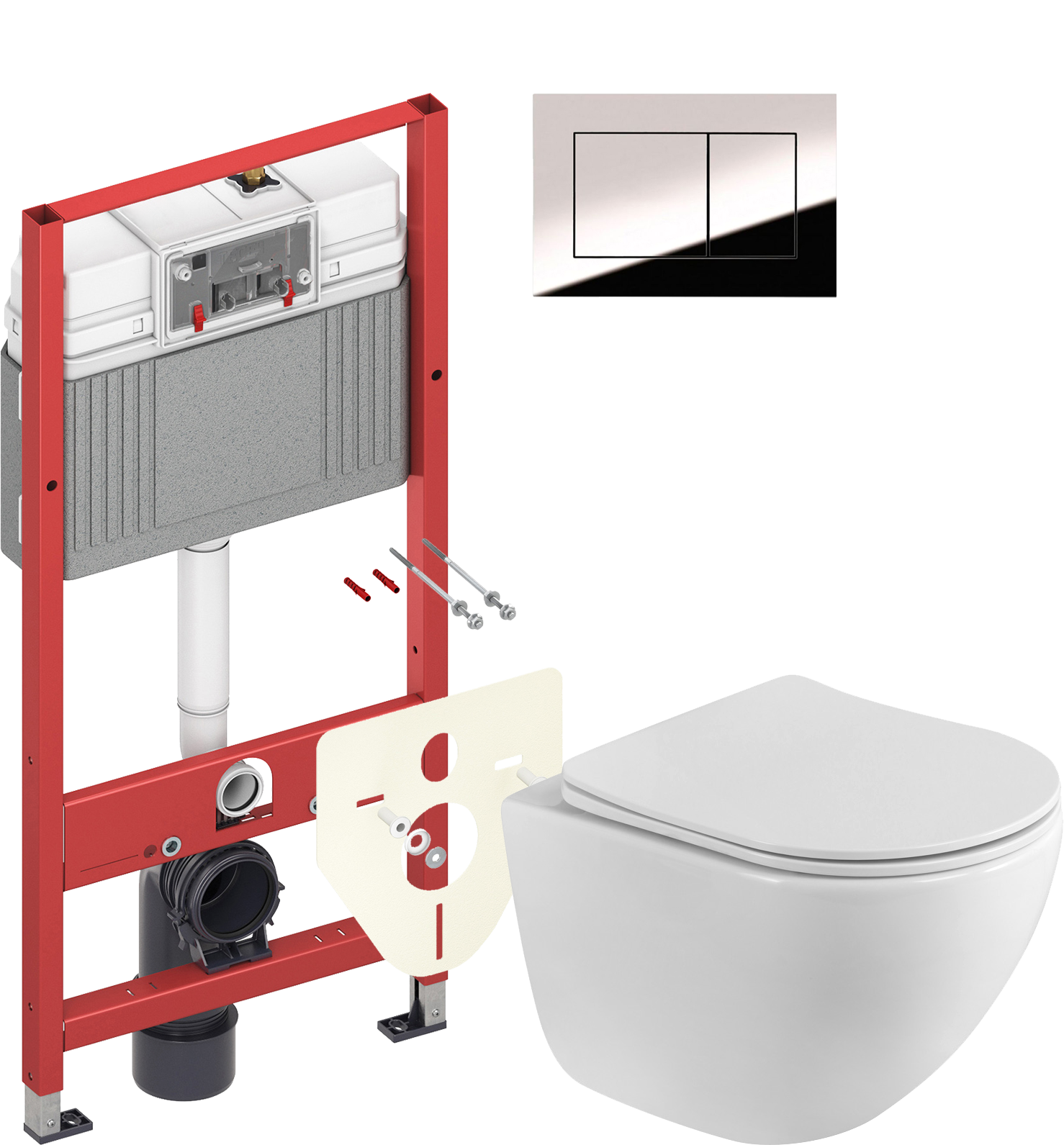 Комплект 2 в 1 Унитаз подвесной BelBagno Libero BB11051CH-TOR/SC + Инсталляция с кнопкой TECE Now 9400412