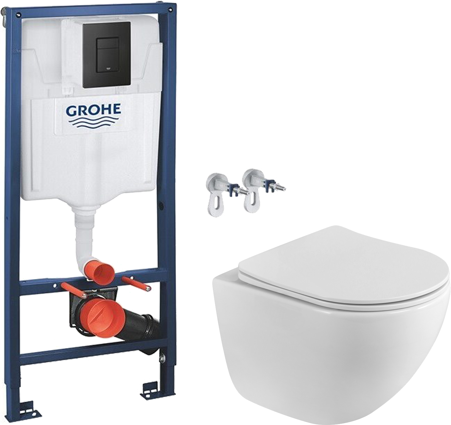 Комплект 2 в 1 Унитаз подвесной BelBagno Libero BB11051CH-TOR/SC + Инсталляция с кнопкой Grohe Solido 38811KF0 цвет черный