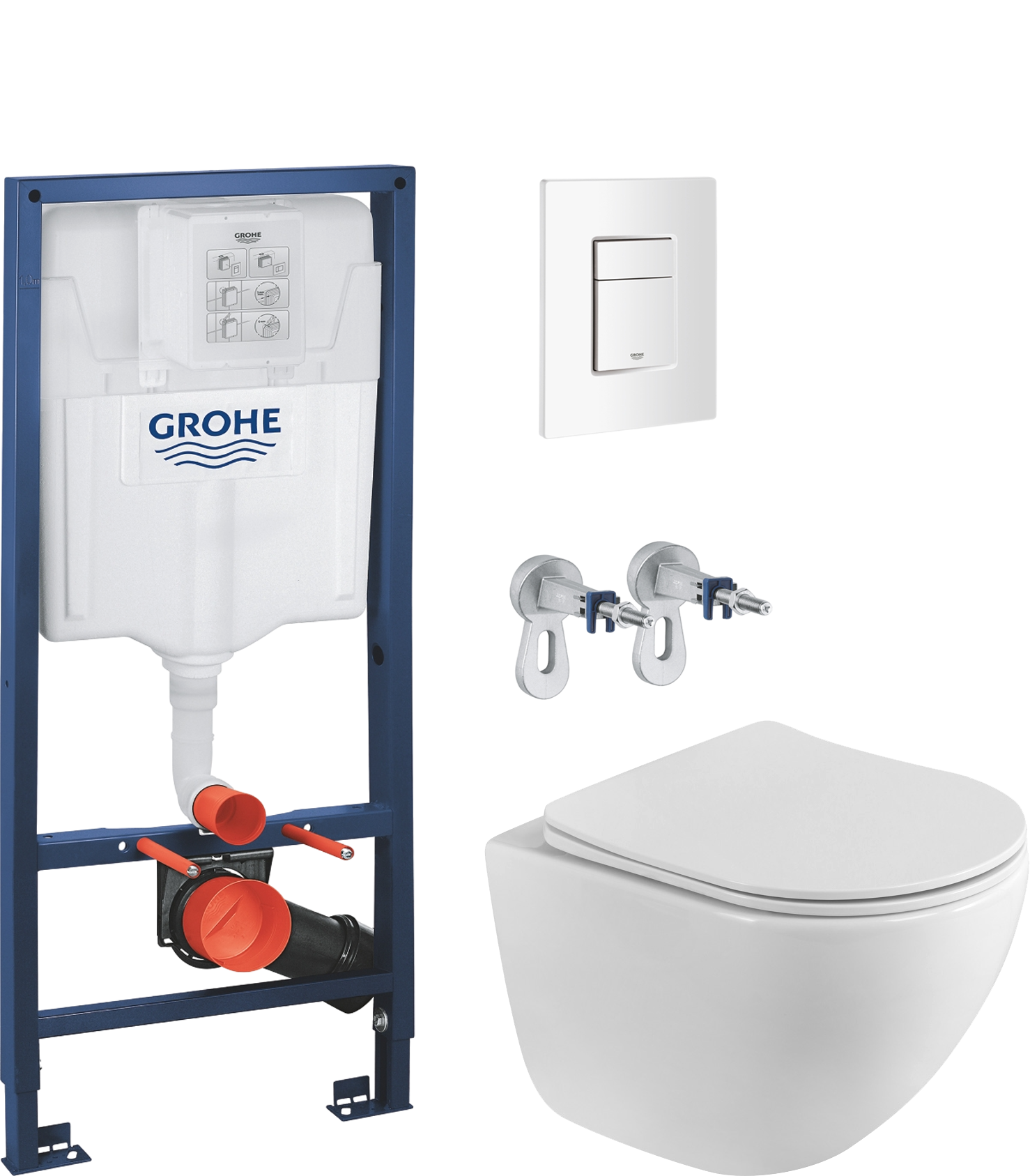 Комплект 2 в 1 Унитаз подвесной BelBagno Libero BB11051CH-TOR/SC + Инсталляция с кнопкой Grohe Rapid SL 38772SH0 цвет белый