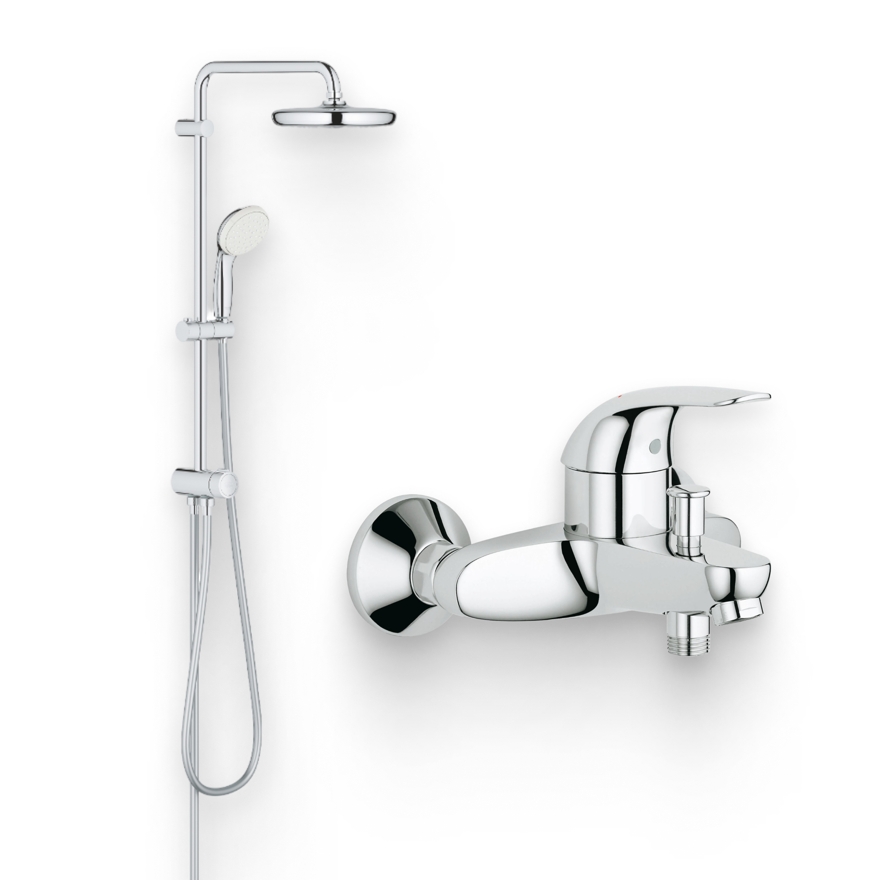 Душевой комплект Смеситель Grohe Euroeco 32743000 + Стойка New Tempesta System 26381001