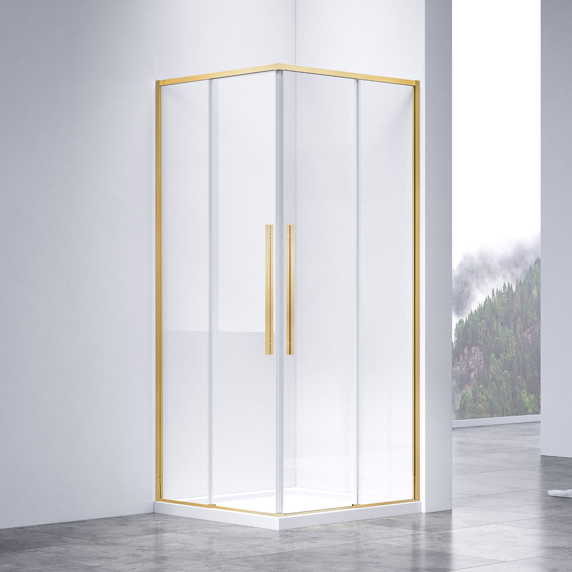 Душевой уголок Vincea Slim-N VSS-4SN900CLG 90х90, профиль брашированное золото, стекло прозрачное