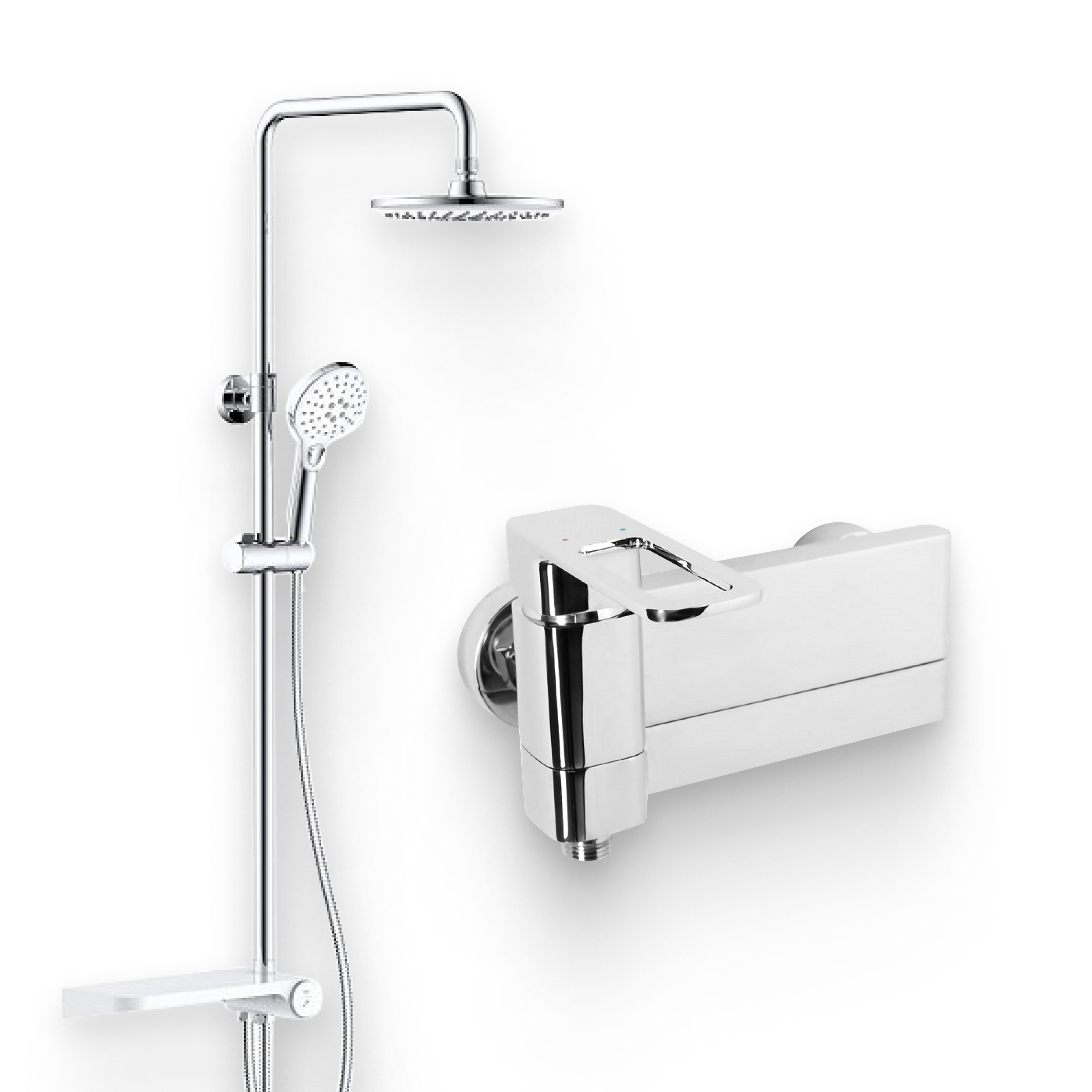 Душевой комплект Смеситель IDDIS Slide SLISB00i02WA + Стойка Ray RAYSW3Fi76