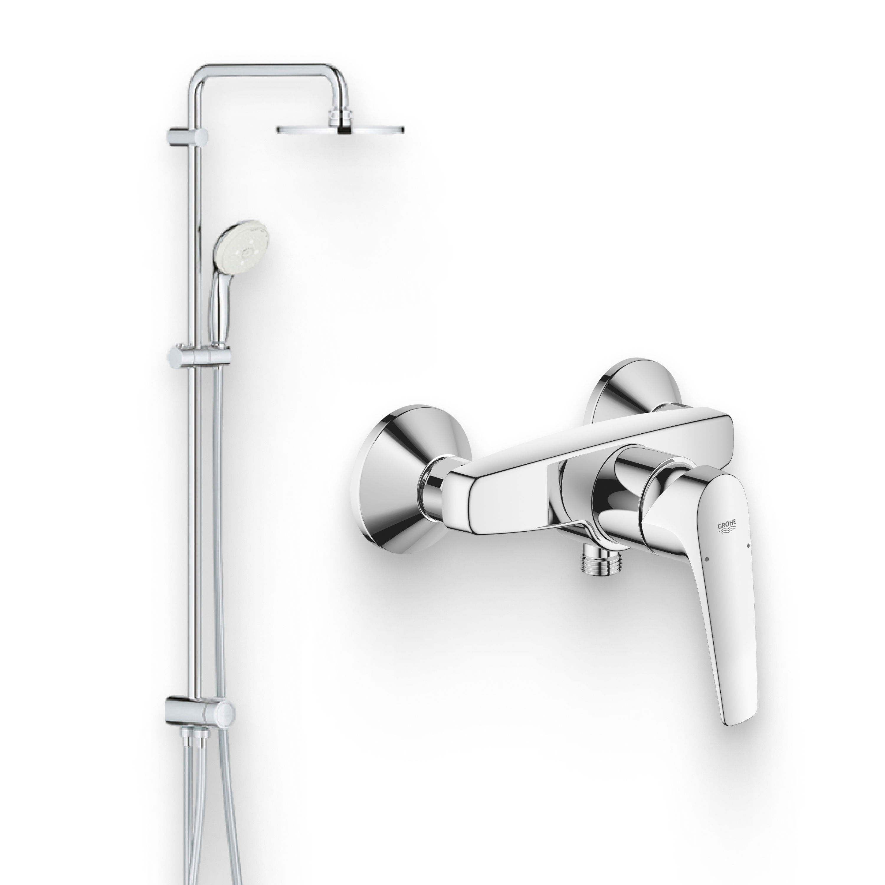 Душевой комплект Смеситель для душа Grohe BauFlow 23632000 + Стойка New Tempesta Rustic 26452001