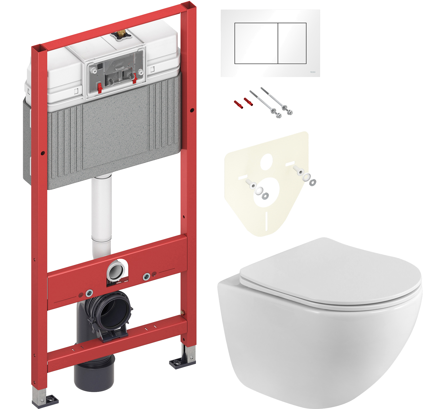 Комплект 2 в 1 Унитаз подвесной BelBagno Libero BB11051CH-TOR/SC + Инсталляция с кнопкой TECE Base 9400413 цвет белый