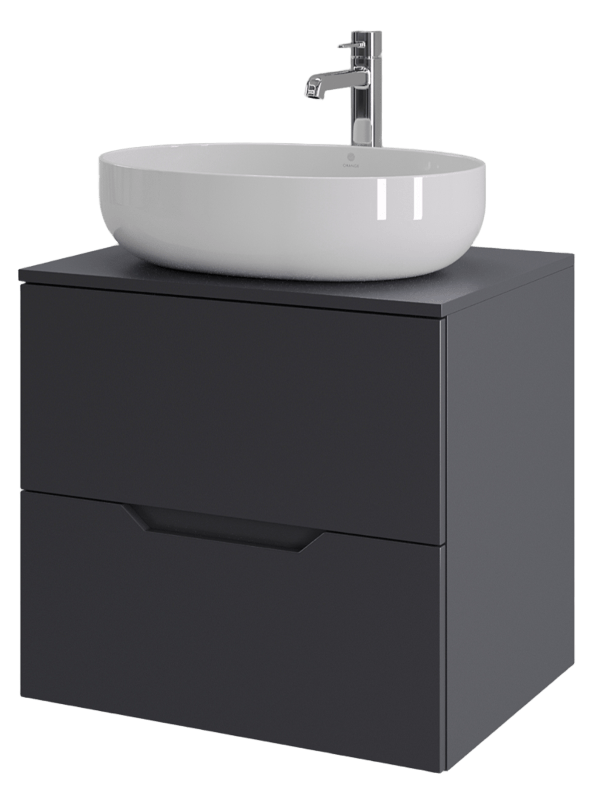 Тумба с раковиной Orange Line 60 подвесная, 2 ящика, матовый графит с раковиной B05-520W
