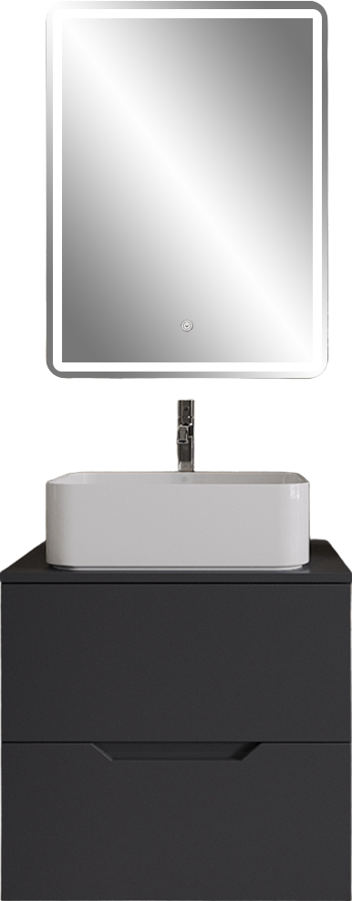 Мебель для ванной комнаты Orange Line 60 подвесная, 2 ящика, матовый графит с раковиной B02-460W