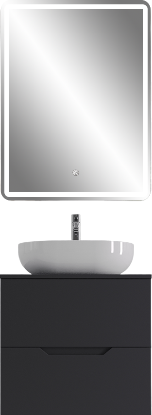 Мебель для ванной комнаты Orange Line 60 подвесная, 2 ящика, матовый графит с раковиной B05-480W