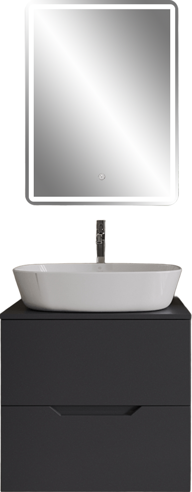Мебель для ванной комнаты Orange Line 60 подвесная, 2 ящика, матовый графит с раковиной B08-500W