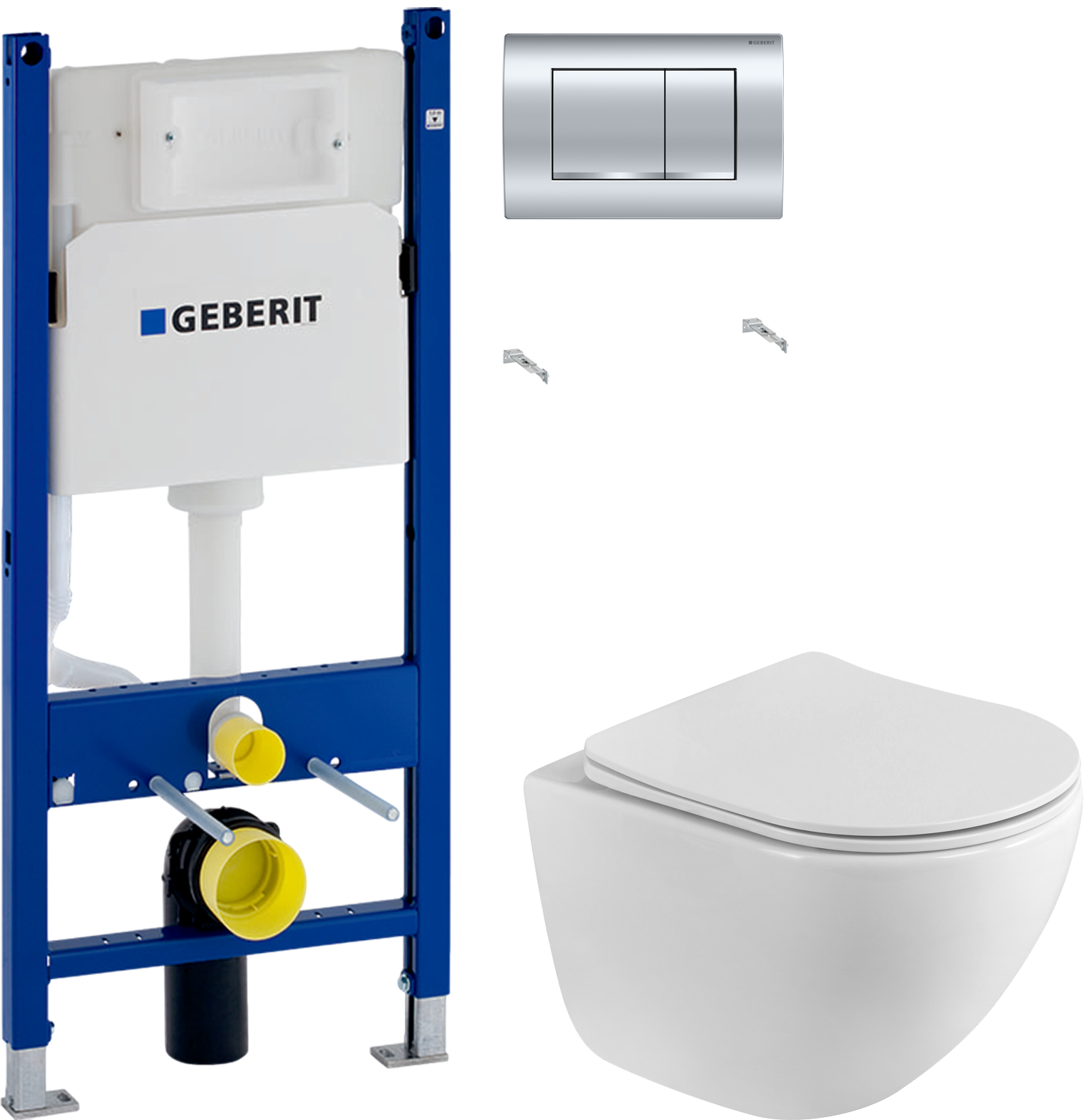 Комплект 2 в 1 Унитаз подвесной BelBagno Libero BB11051CH-TOR/SC + Инсталляция с кнопкой Geberit Duofix Delta 458.163.21.1 цвет хром