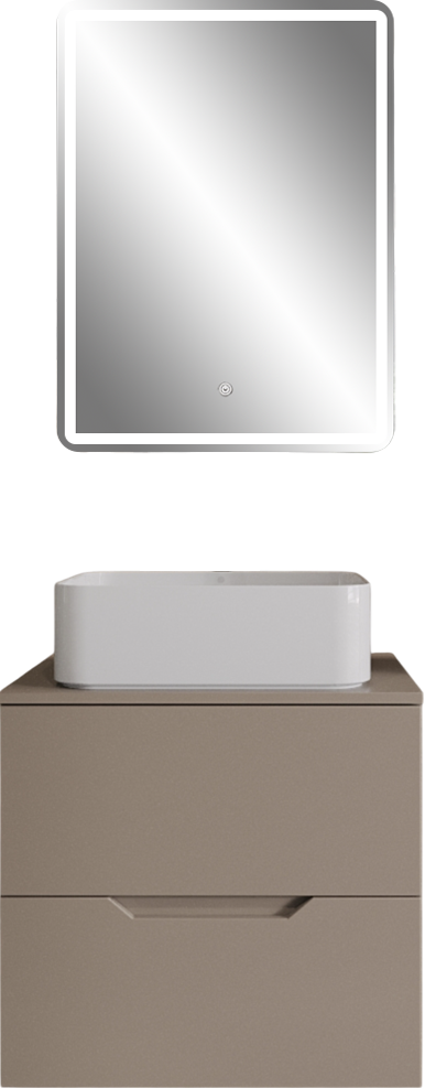 Мебель для ванной комнаты Orange Line 60 подвесная, 2 ящика, матовый латте с раковиной B02-460W