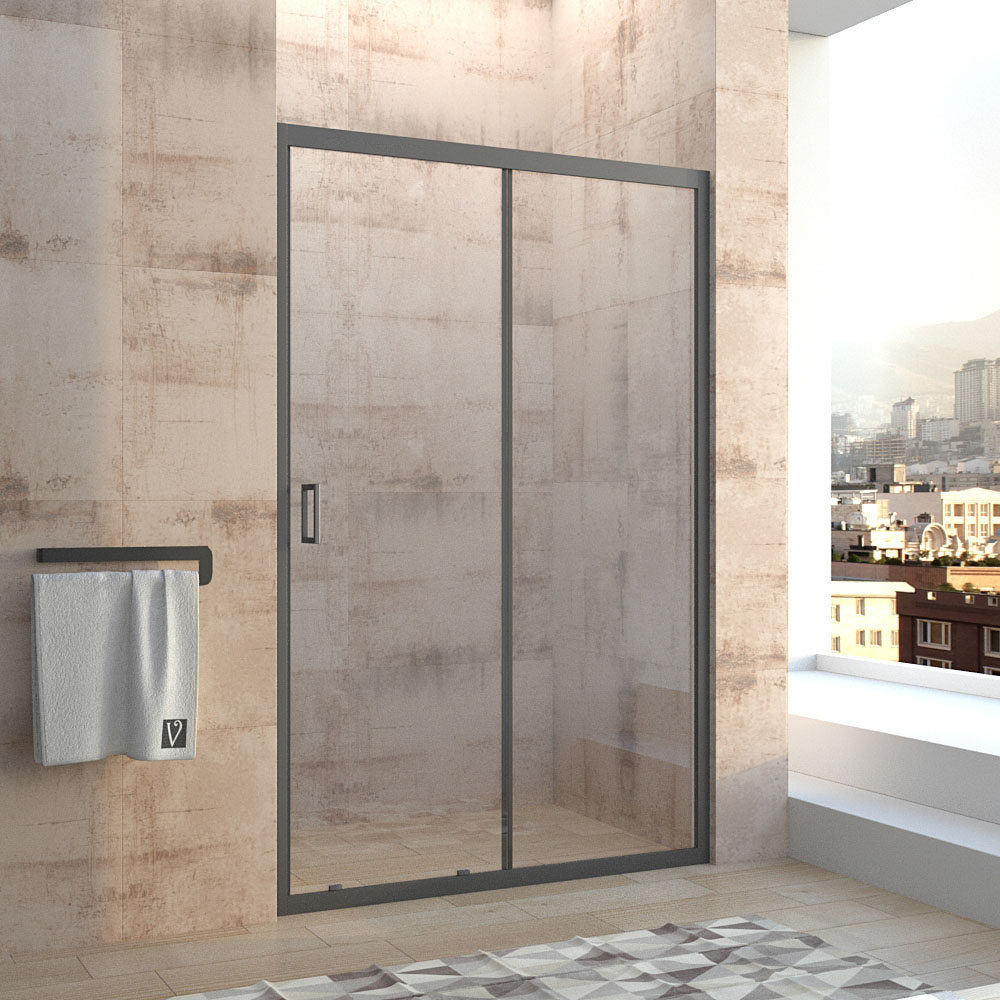 Душевая дверь в нишу Veconi Vianno VN40B-110-01-C1 110 см, профиль матовый черный, стекло прозрачное