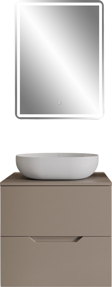Мебель для ванной комнаты Orange Line 60 подвесная, 2 ящика, матовый латте с раковиной B05-480W