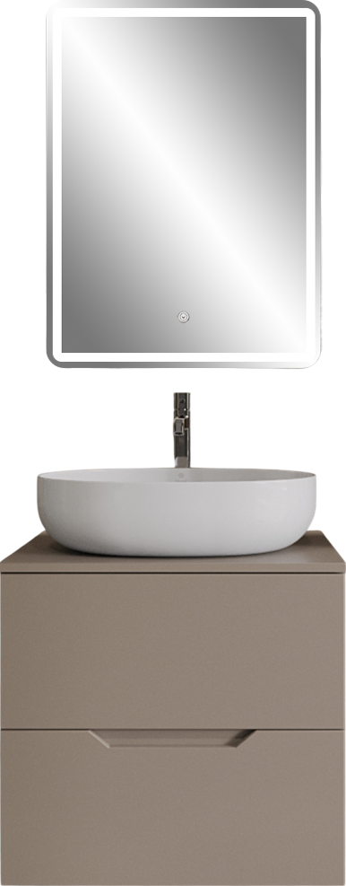 Мебель для ванной комнаты Orange Line 60 подвесная, 2 ящика, матовый латте с раковиной B05-520W