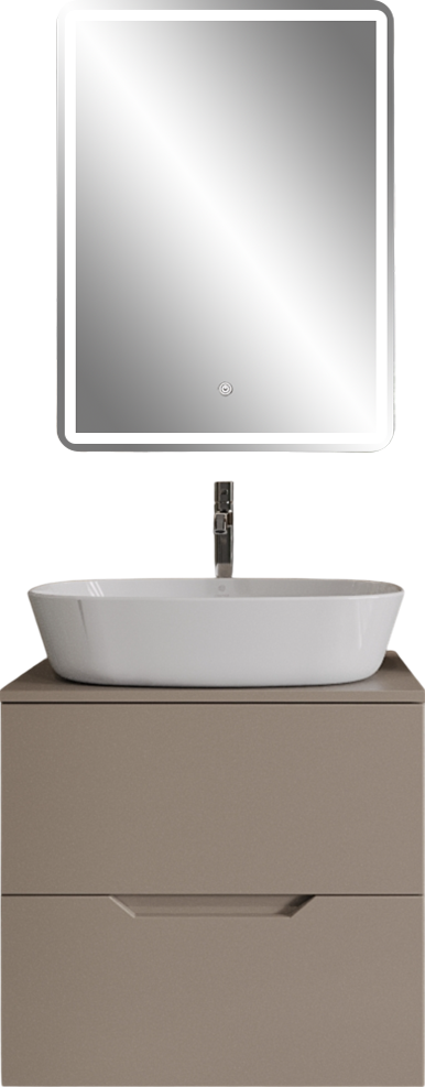 Мебель для ванной комнаты Orange Line 60 подвесная, 2 ящика, матовый латте с раковиной B08-500W