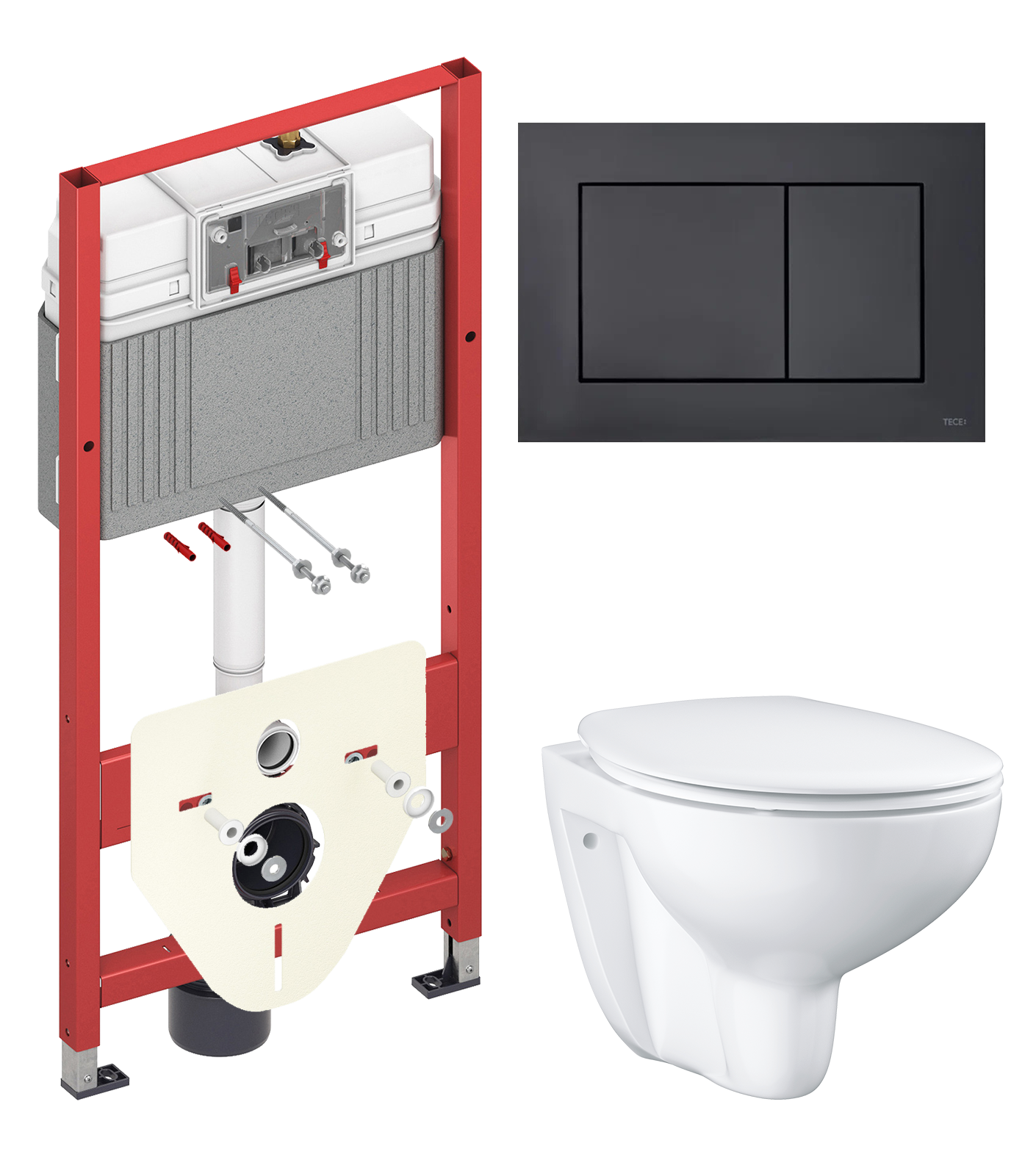 Комплект 2 в 1 Унитаз подвесной Grohe Bau Ceramic 39351000 + Инсталляция с кнопкой TECE Now 9400414