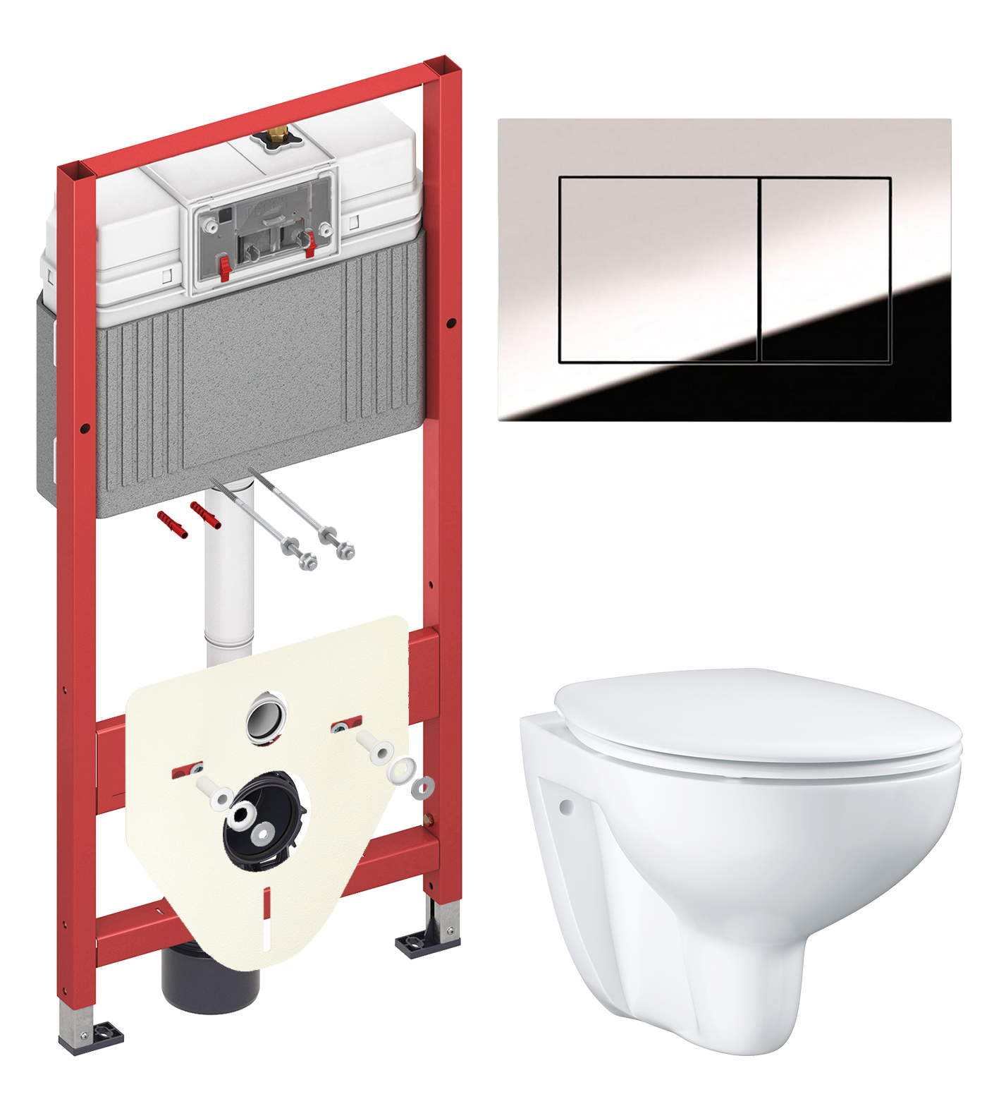 Комплект 2 в 1 Унитаз подвесной Grohe Bau Ceramic 39351000 + Инсталляция с кнопкой TECE Now 9400412