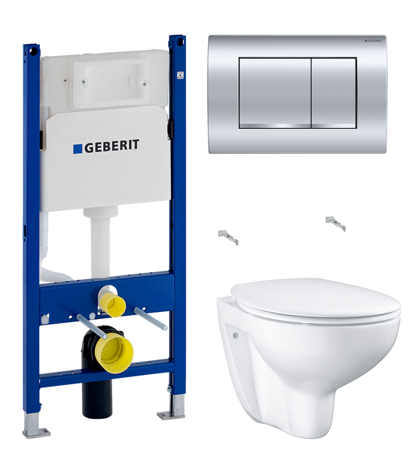 Комплект 2 в 1 Унитаз подвесной Grohe Bau Ceramic 39351000 + Инсталляция с кнопкой Geberit Duofix Delta 458.163.21.1 цвет хром