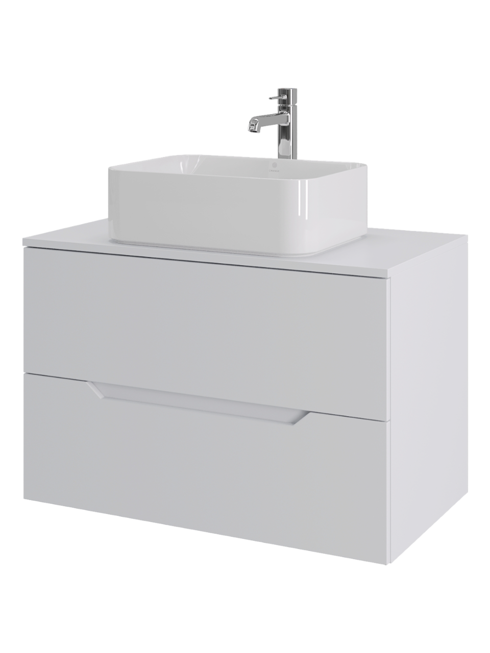 Тумба с раковиной Orange Line 80 подвесная, 2 ящика, матовая белая с раковиной B02-460W