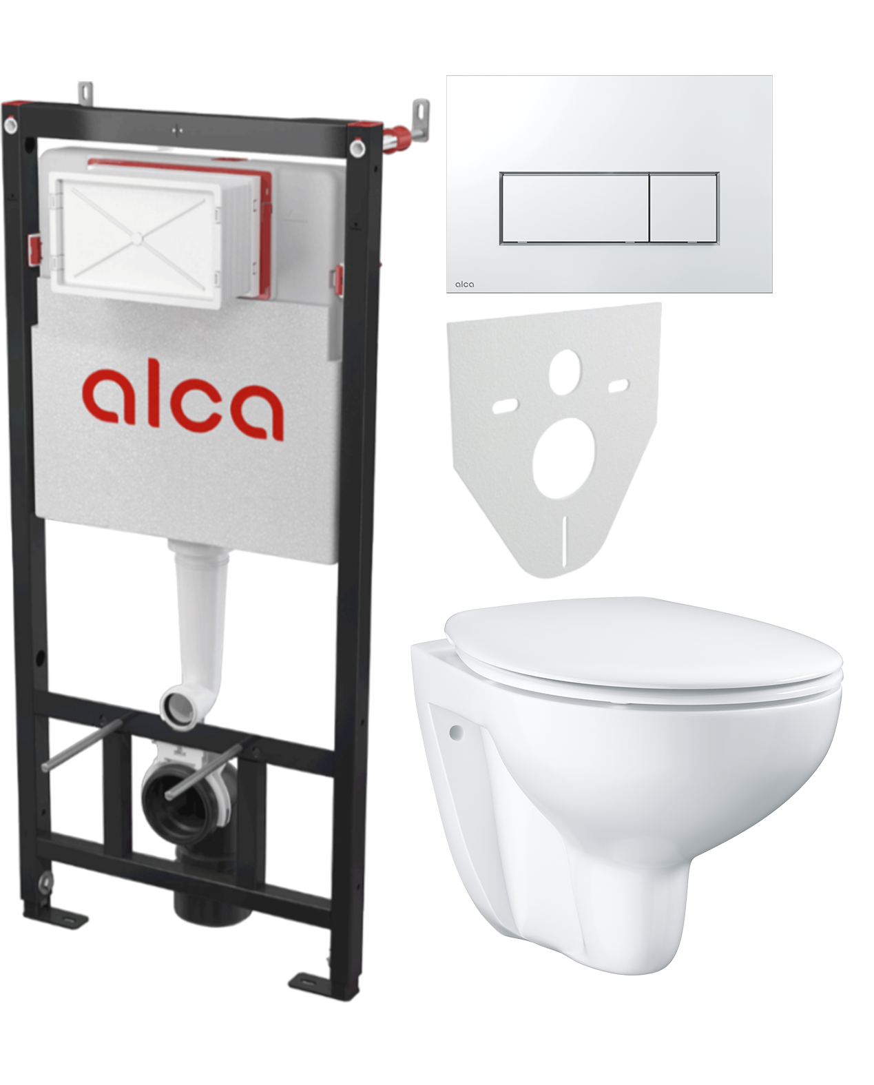 Комплект 2 в 1 Унитаз подвесной Grohe Bau Ceramic 39351000 + Инсталляция с кнопкой AlcaPlast AM101/1120-4:1 RU M571-0001 цвет хром глянец