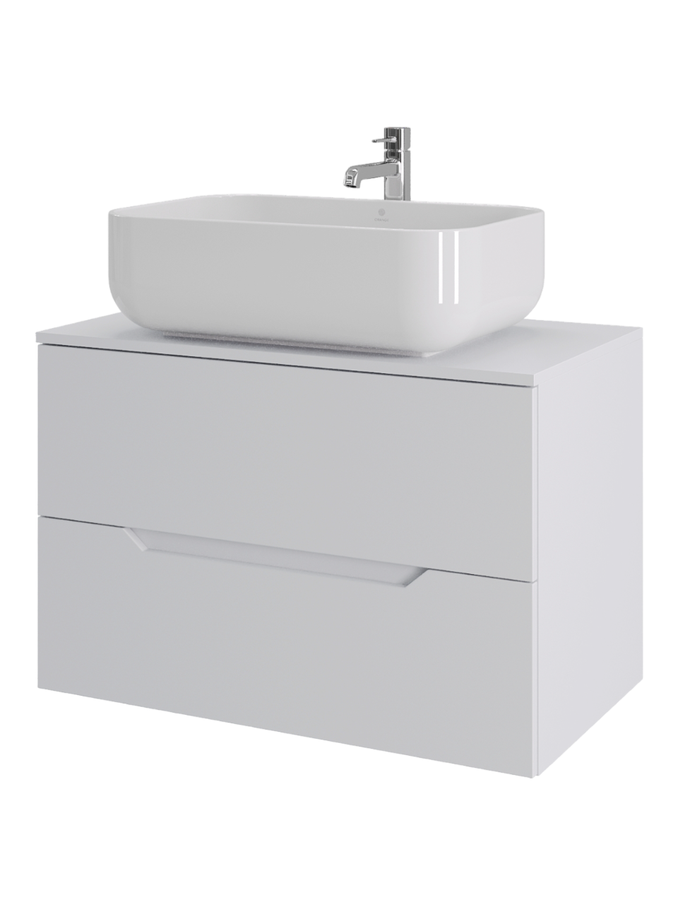 Тумба с раковиной Orange Line 80 подвесная, 2 ящика, матовая белая с раковиной B03-600W