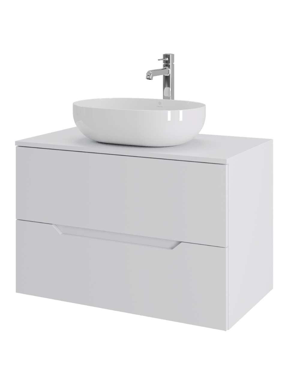 Тумба с раковиной Orange Line 80 подвесная, 2 ящика, матовая белая с раковиной B05-480W
