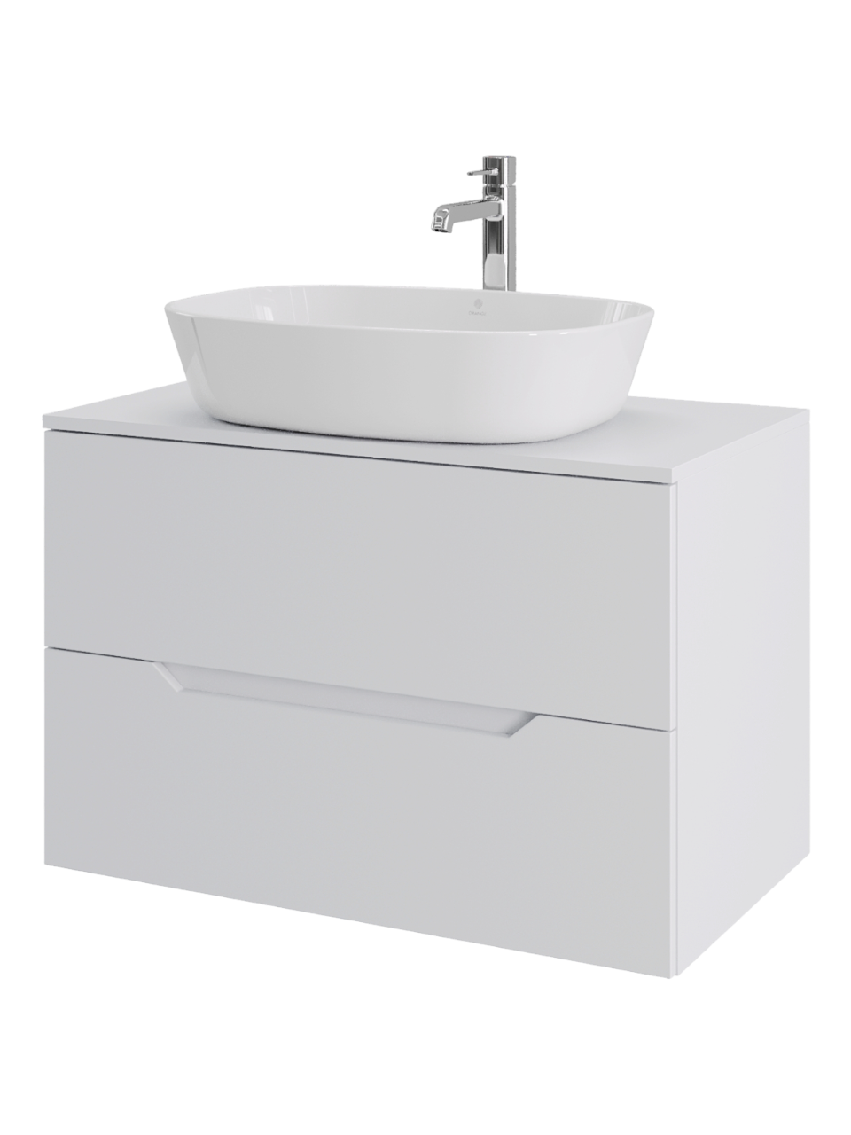 Тумба с раковиной Orange Line 80 подвесная, 2 ящика, матовая белая с раковиной B08-500W