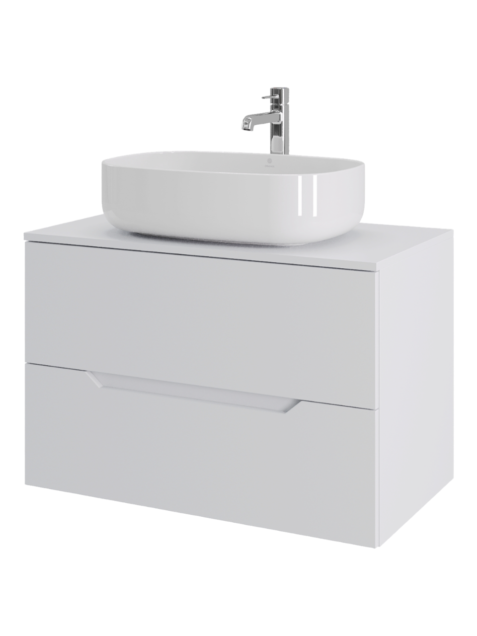 Тумба с раковиной Orange Line 80 подвесная, 2 ящика, матовая белая с раковиной B07-540W