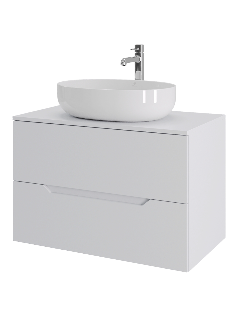 Тумба с раковиной Orange Line 80 подвесная, 2 ящика, матовая белая с раковиной B05-520W