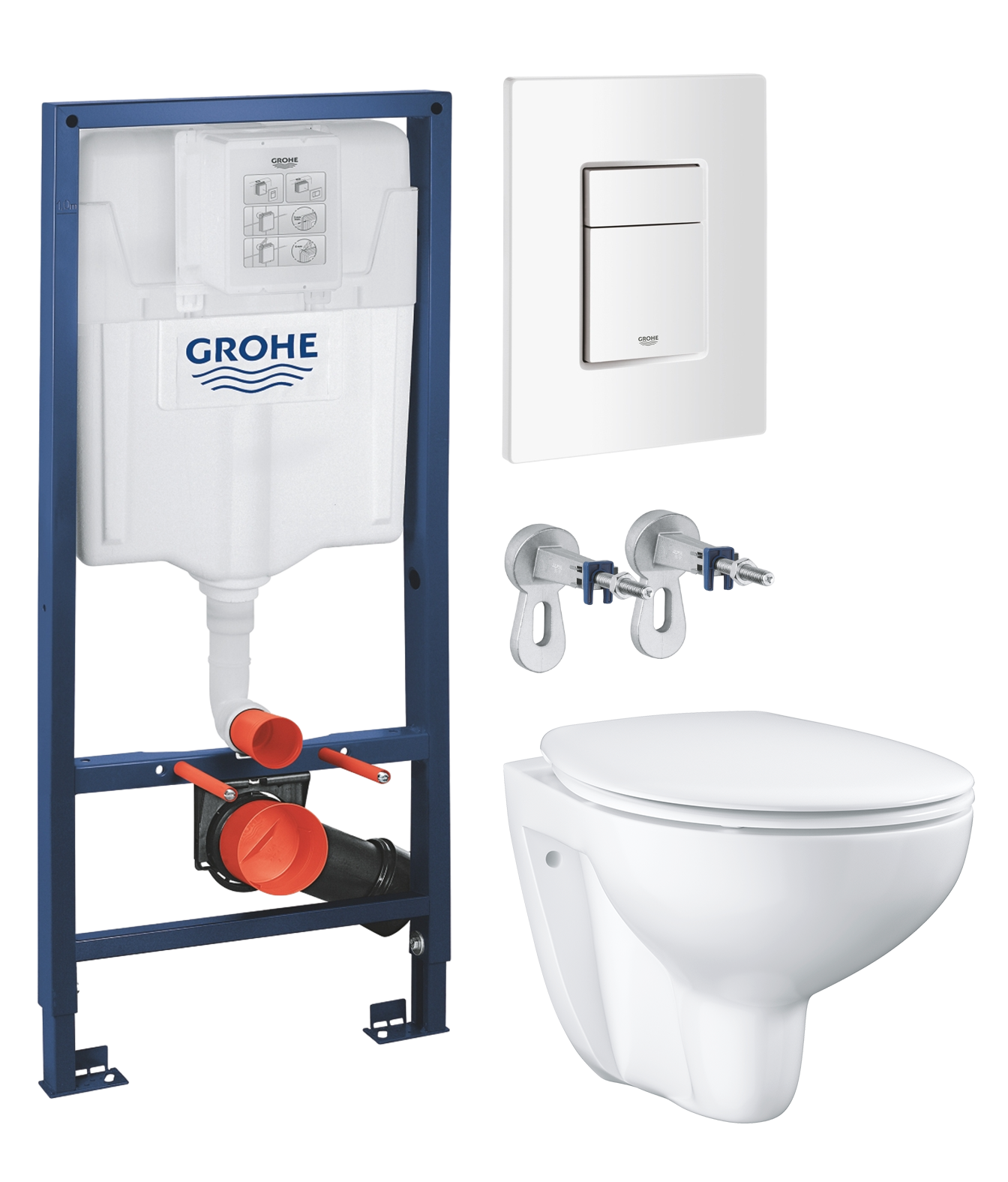 Комплект 2 в 1 Унитаз подвесной Grohe Bau Ceramic 39351000 + Инсталляция с кнопкой Rapid SL 38772SH0 цвет белый