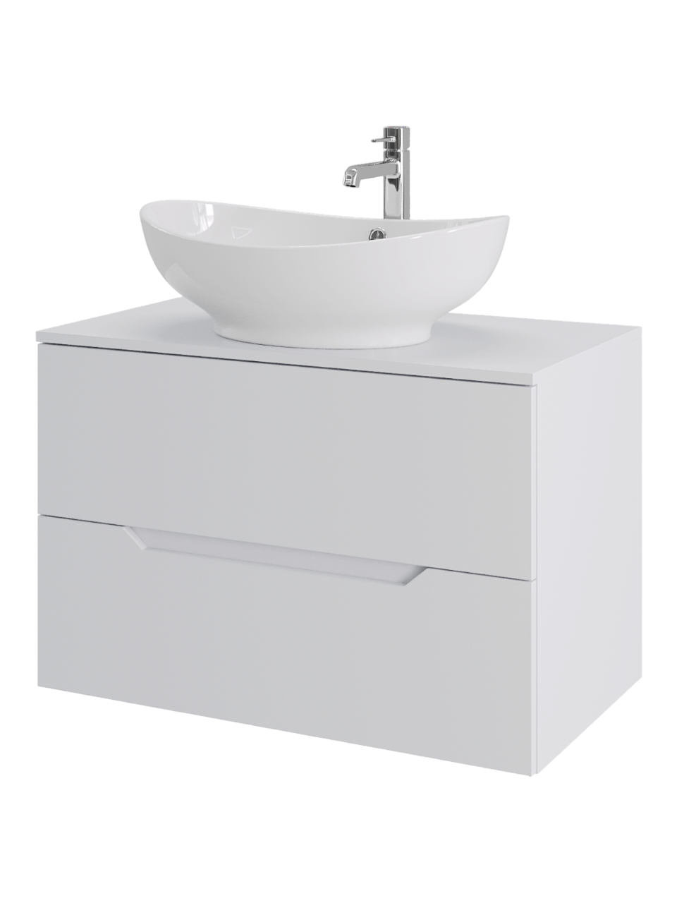 Тумба с раковиной Orange Line 80 подвесная, 2 ящика, матовая белая с раковиной B08-585w