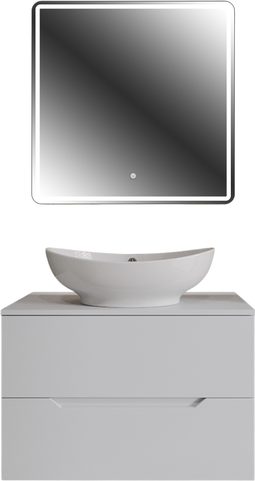 Мебель для ванной комнаты Orange Line 80 подвесная, 2 ящика, матовая белая с раковиной B08-585w