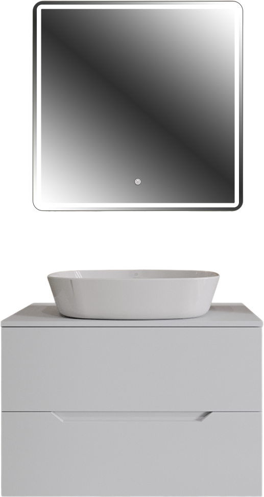 Мебель для ванной комнаты Orange Line 80 подвесная, 2 ящика, матовая белая с раковиной B08-500W