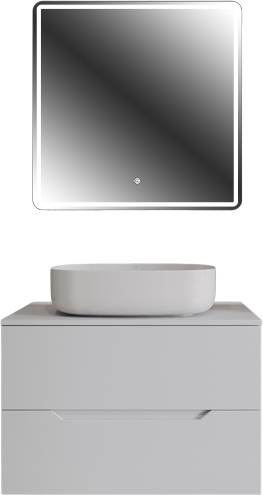 Мебель для ванной комнаты Orange Line 80 подвесная, 2 ящика, матовая белая с раковиной B07-540W